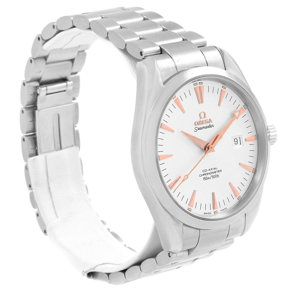 Omega Seamaster Aqua Terra Mens Steel Watch 2502.34.00 Box Papers. Automatic self-winding movement. Stainless steel round case 41.5 mm in diameter. Transparent case back. Stainless steel fixed bezel. Scratch resistant sapphire crystal. Silver