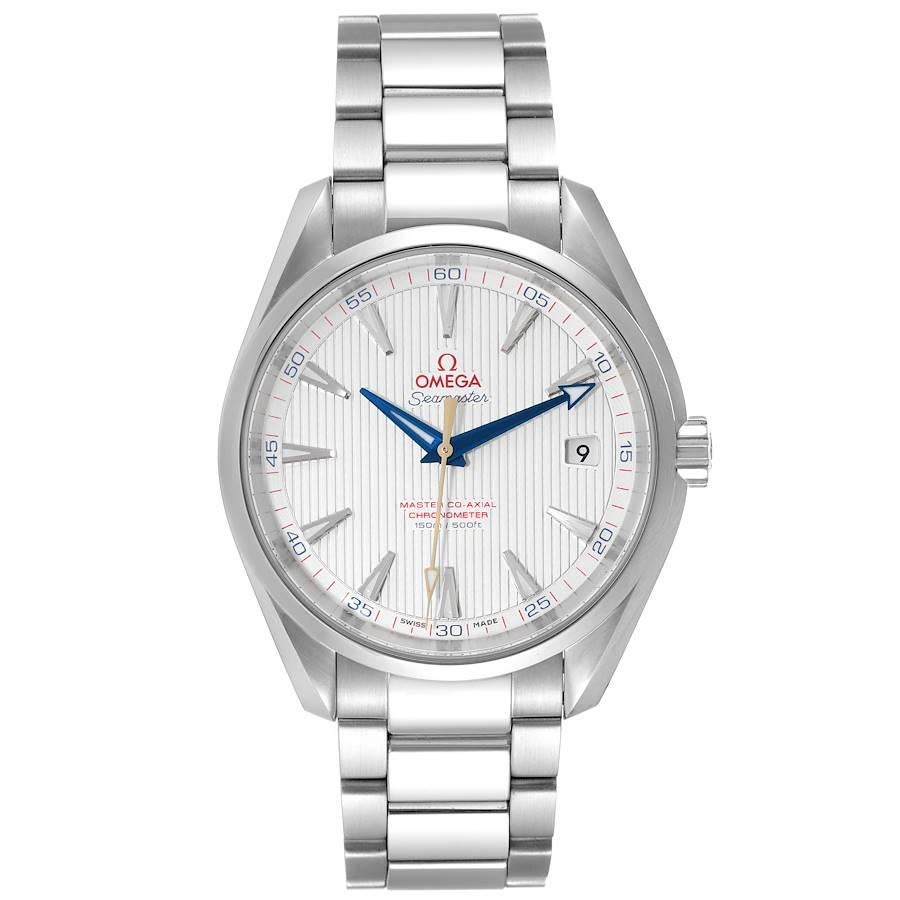 Omega Seamaster Aqua Terra Mens Watch 231.10.42.21.02.004 Box Card. Automatic self-winding movement. Stainless steel round case 41.5 mm in diameter. Transparent case back. Stainless steel smooth bezel. Scratch resistant sapphire crystal. Silver dial