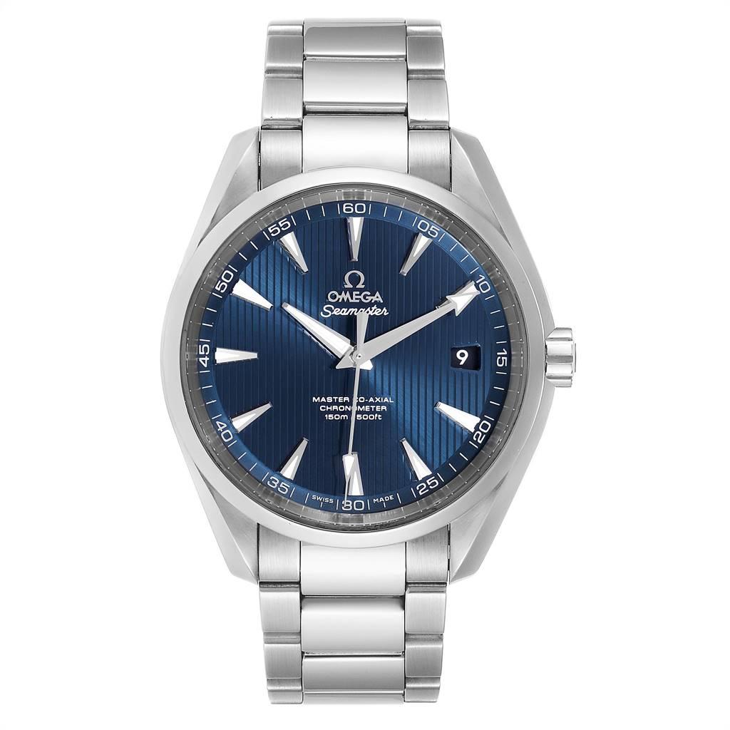 Omega Seamaster Aqua Terra Mens Watch 231.10.42.21.03.003 Box. Automatic self-winding movement. Stainless steel round case 41.5 mm in diameter. Transparent case back. Stainless steel smooth bezel. Scratch resistant sapphire crystal. Blue teak