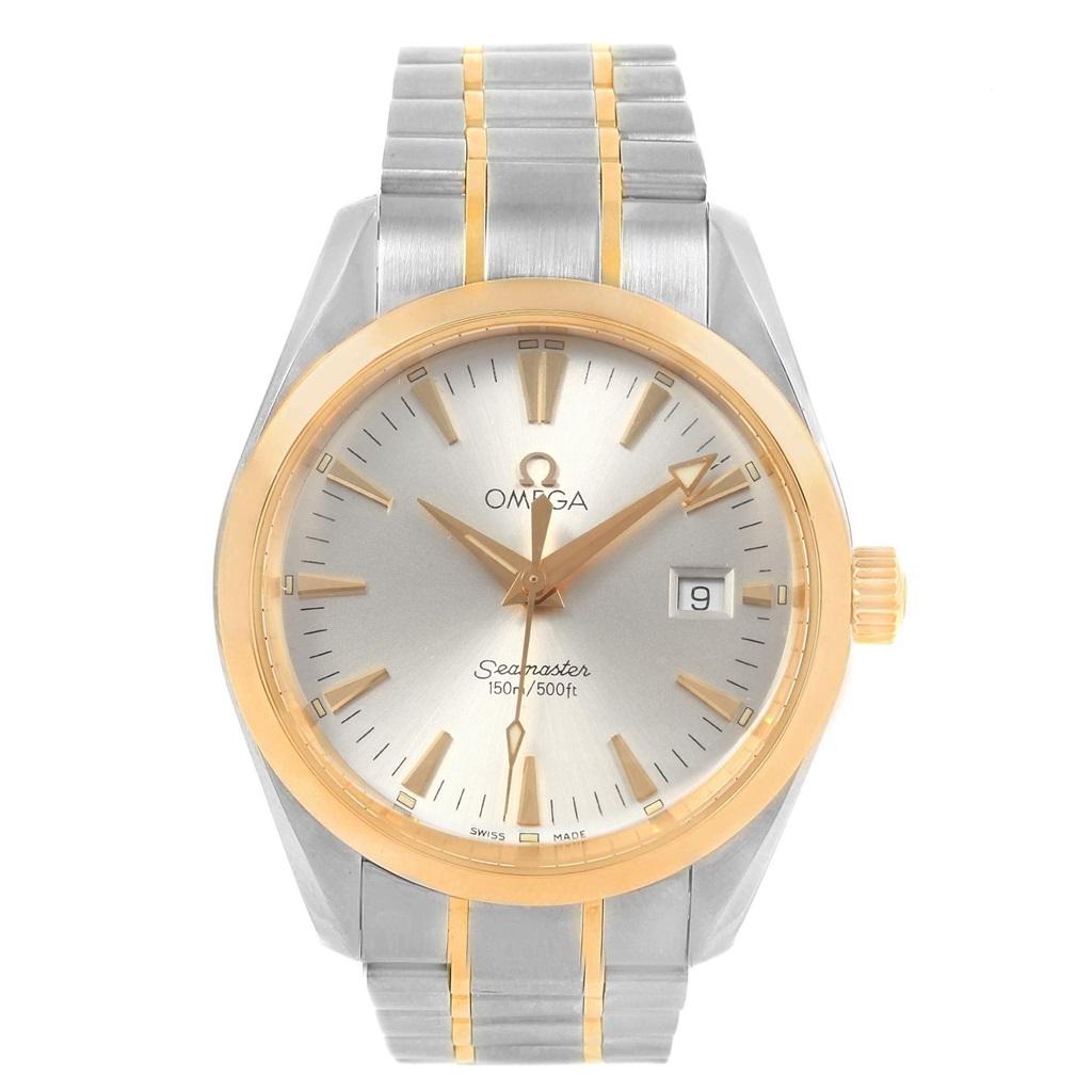 Omega Seamaster Aqua Terra Midsize Steel Yellow Gold Watch 2318.30.00. Quartz precision movement with rhodium-plated finish. Caliber 1538. Stainless steel and yellow gold round case 36.2 mm in diameter. Yellow gold fixed smooth bezel. Scratch
