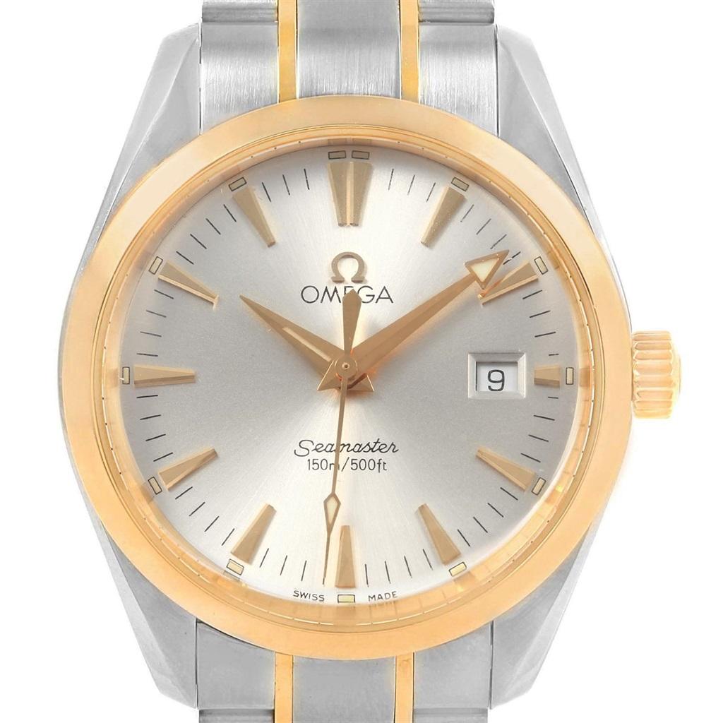 Omega Seamaster Aqua Terra Midsize Steel Yellow Gold Watch 2318.30.00 In Excellent Condition In Atlanta, GA