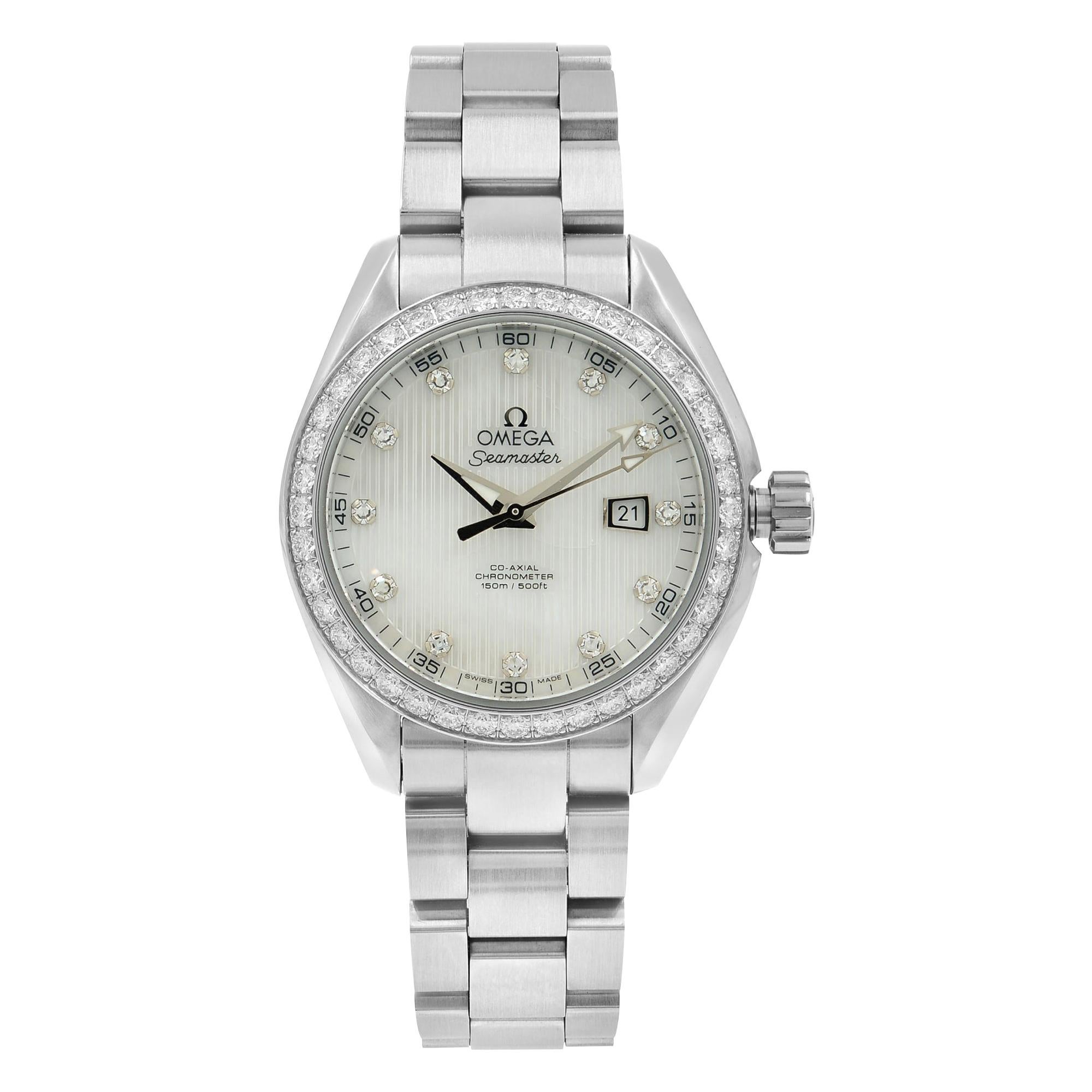 Omega Seamaster Aqua Terra MOP Diamond Steel Ladies Watch 231.15.34.20