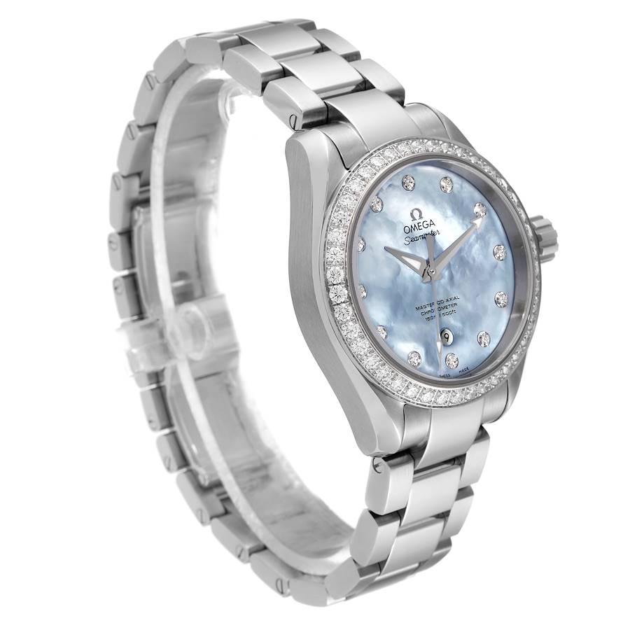 Omega Seamaster Aqua Terra MOP Diamond Steel Ladies Watch 231.15.34.20.57.002 In Excellent Condition In Atlanta, GA