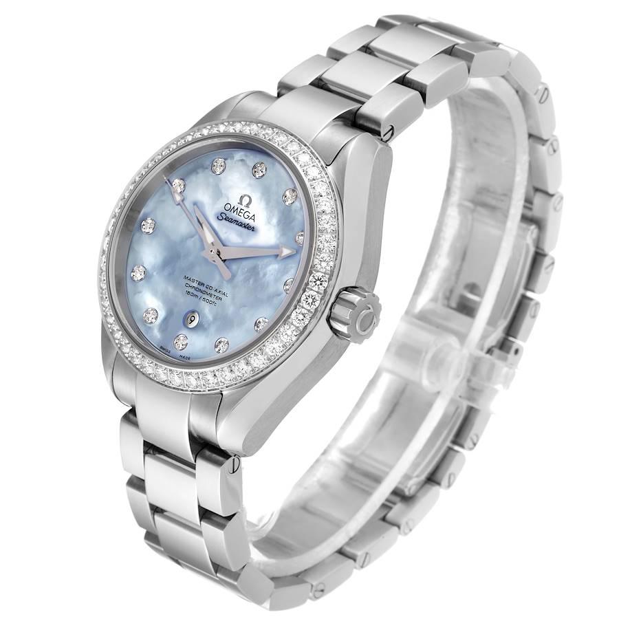 Women's Omega Seamaster Aqua Terra MOP Diamond Steel Ladies Watch 231.15.34.20.57.002
