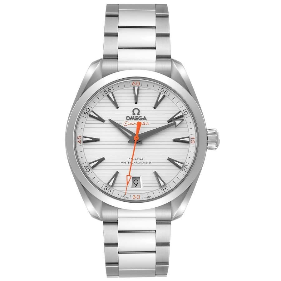 Omega Seamaster Aqua Terra Orange Hand Watch 220.10.41.21.02.001 Box Card. Automatic self-winding movement. Stainless steel round case 41.0 mm in diameter. Case thicknes 13.2. Transparent case back. Stainless steel smooth bezel. Scratch resistant