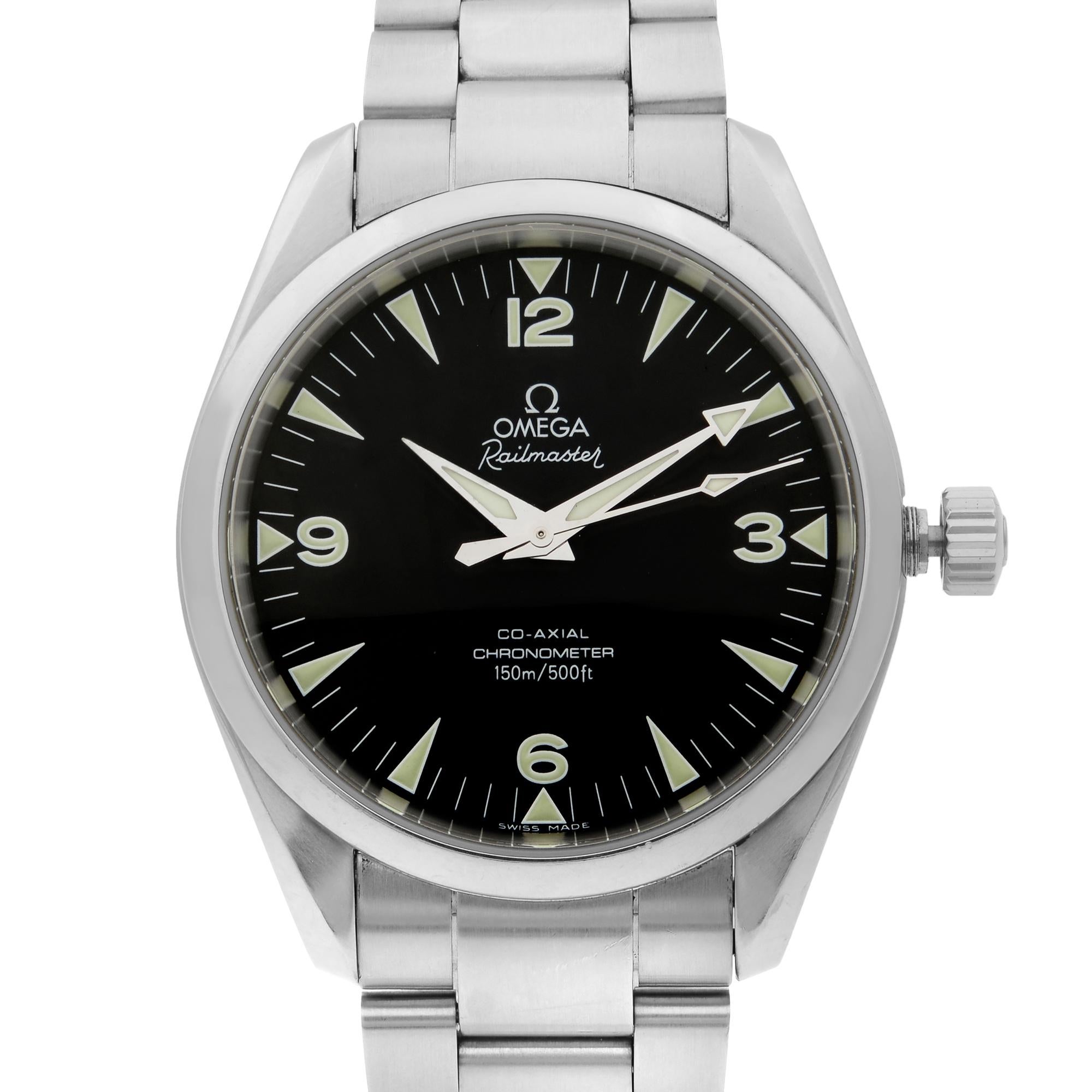 This pre-owned Omega Seamaster  2503.52.00 is a beautiful men's timepiece that is powered by mechanical (automatic) movement which is cased in a stainless steel case. It has a round shape face, no features dial and has hand sticks & numerals style