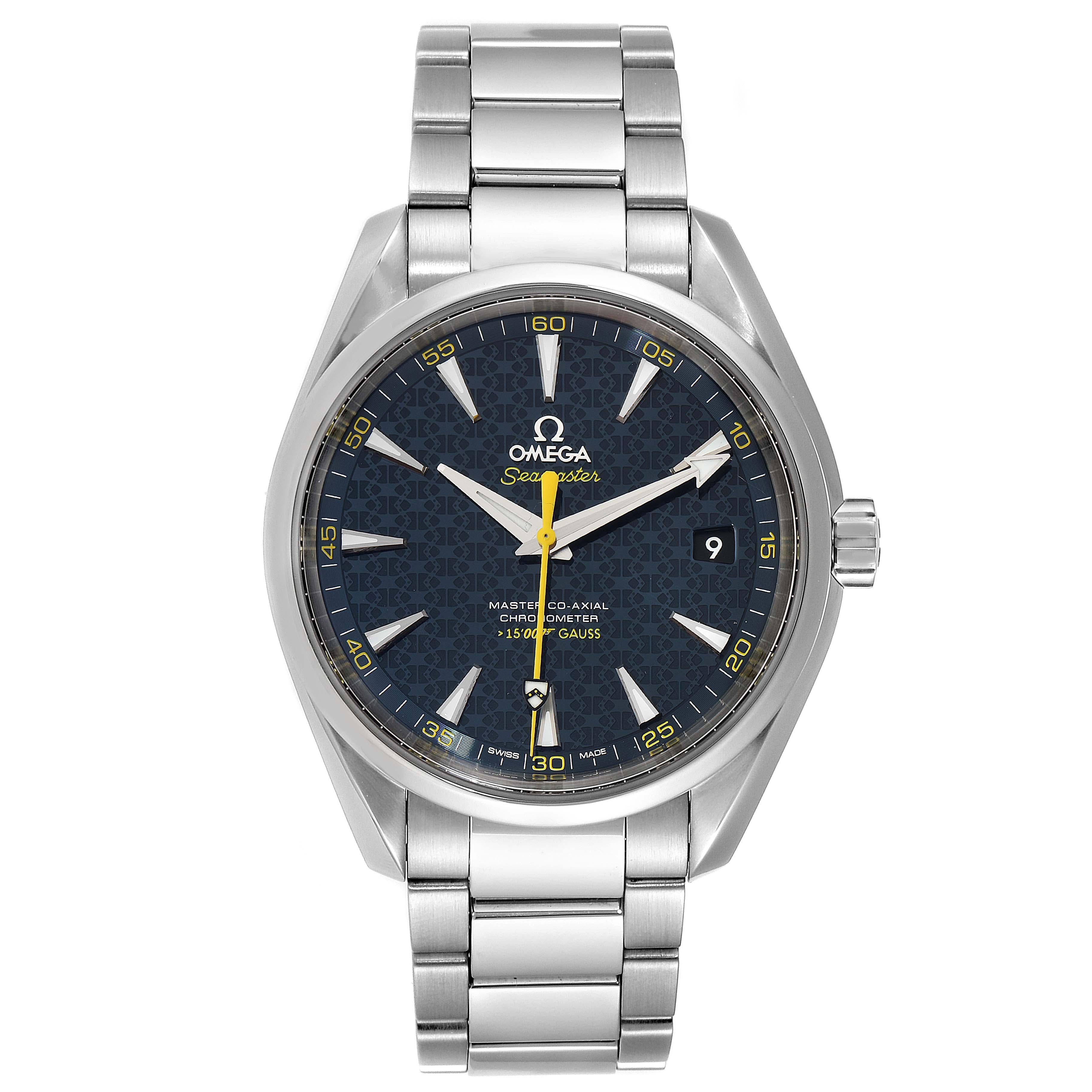 Omega Seamaster Aqua Terra Spectre Bond LE Watch 231.10.42.21.03.004. Automatic self-winding movement. Caliber 8507. Stainless steel round case 41.5 mm in diameter. Transparent case back. The movement's oscillating weight is skeletonized and has