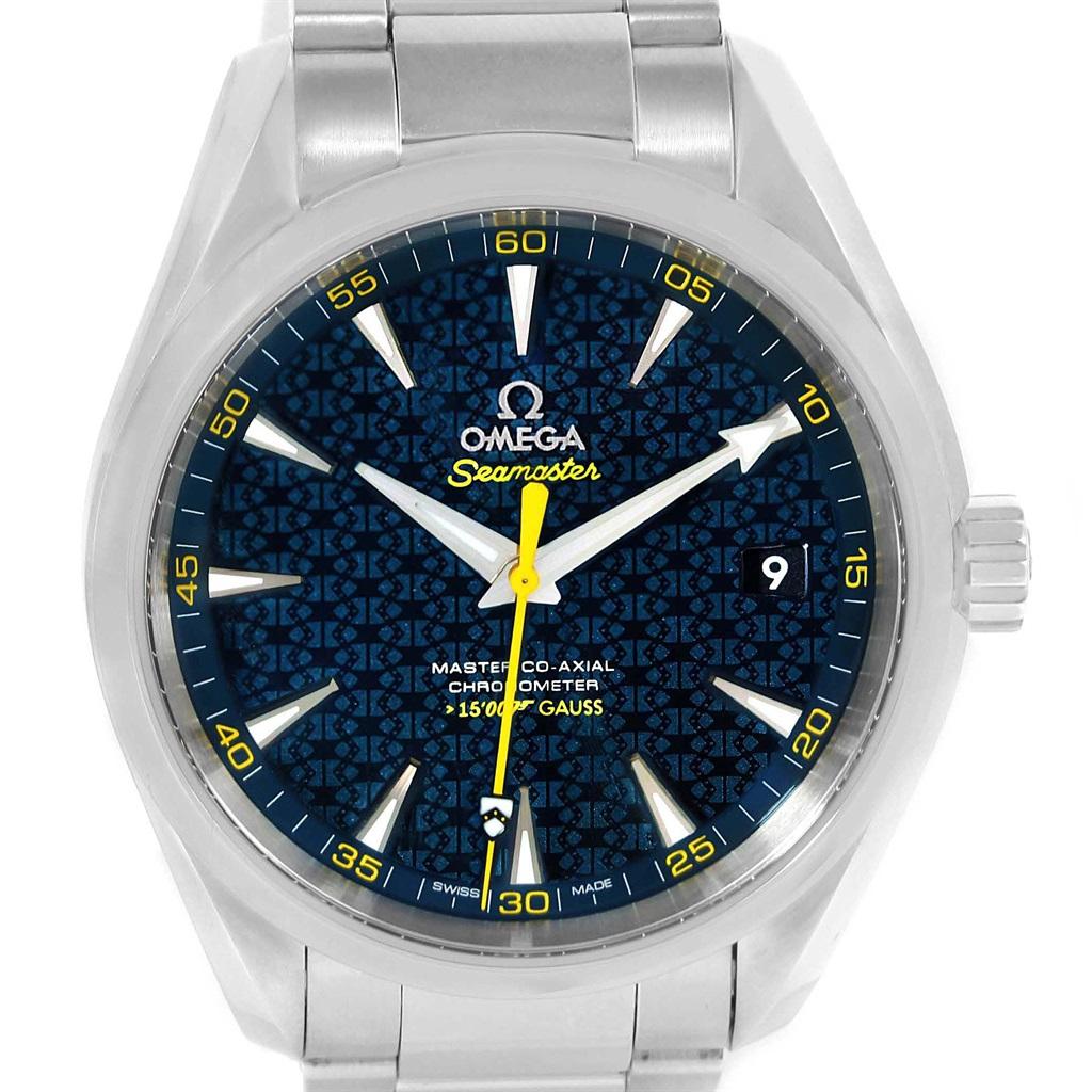 Omega Seamaster Aqua Terra Spectre Bond LE Watch 231.10.42.21.03.004. Automatic self-winding movement. Caliber 8507. Stainless steel round case 41.5 mm in diameter. Transparent case back. The movement's oscillating weight is skeletonized and has