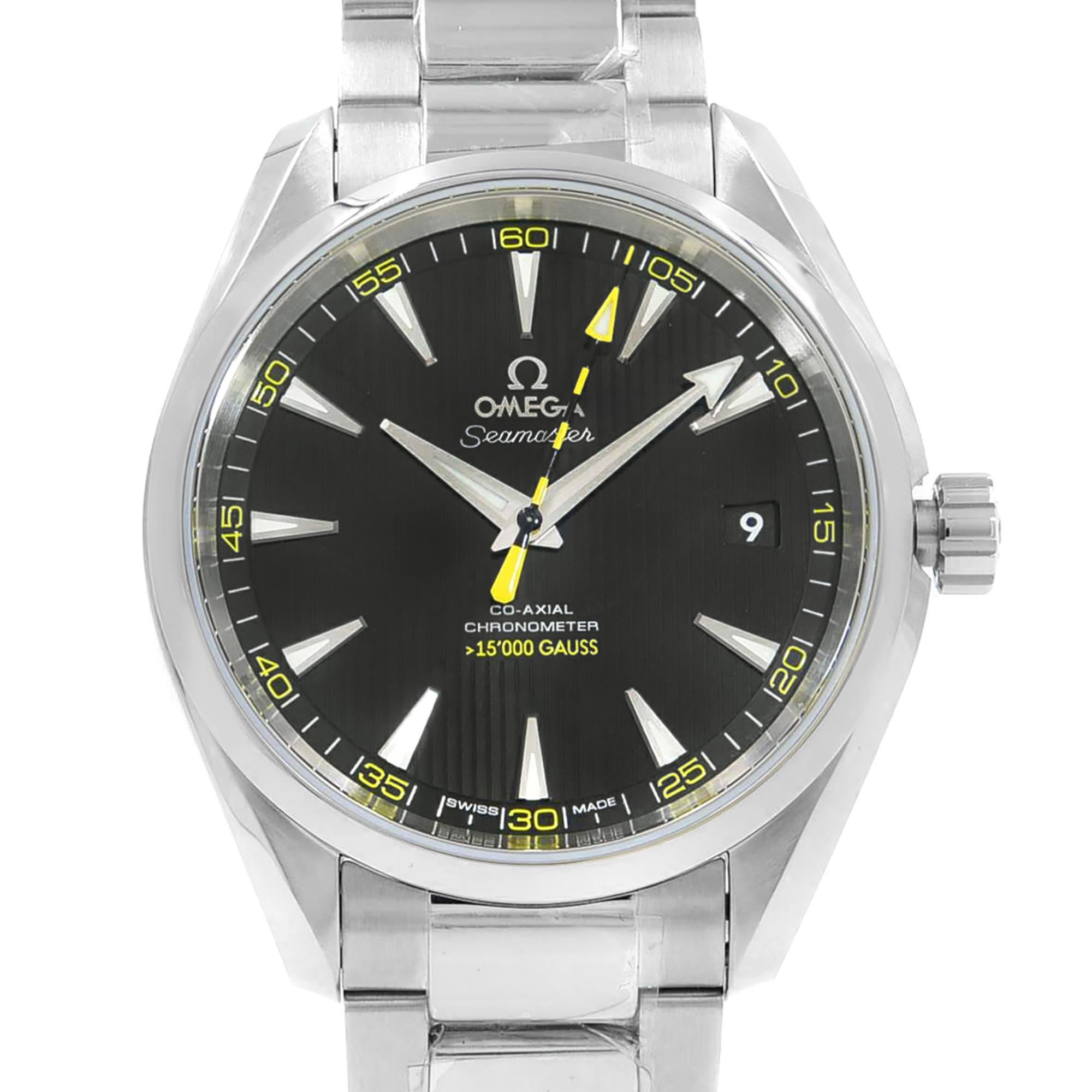 This brand new Omega Seamaster 231.10.42.21.01.002 is a beautiful men's timepiece that is powered by an automatic movement which is cased in a stainless steel case. It has a round shape face, date dial and has hand sticks style markers. It is