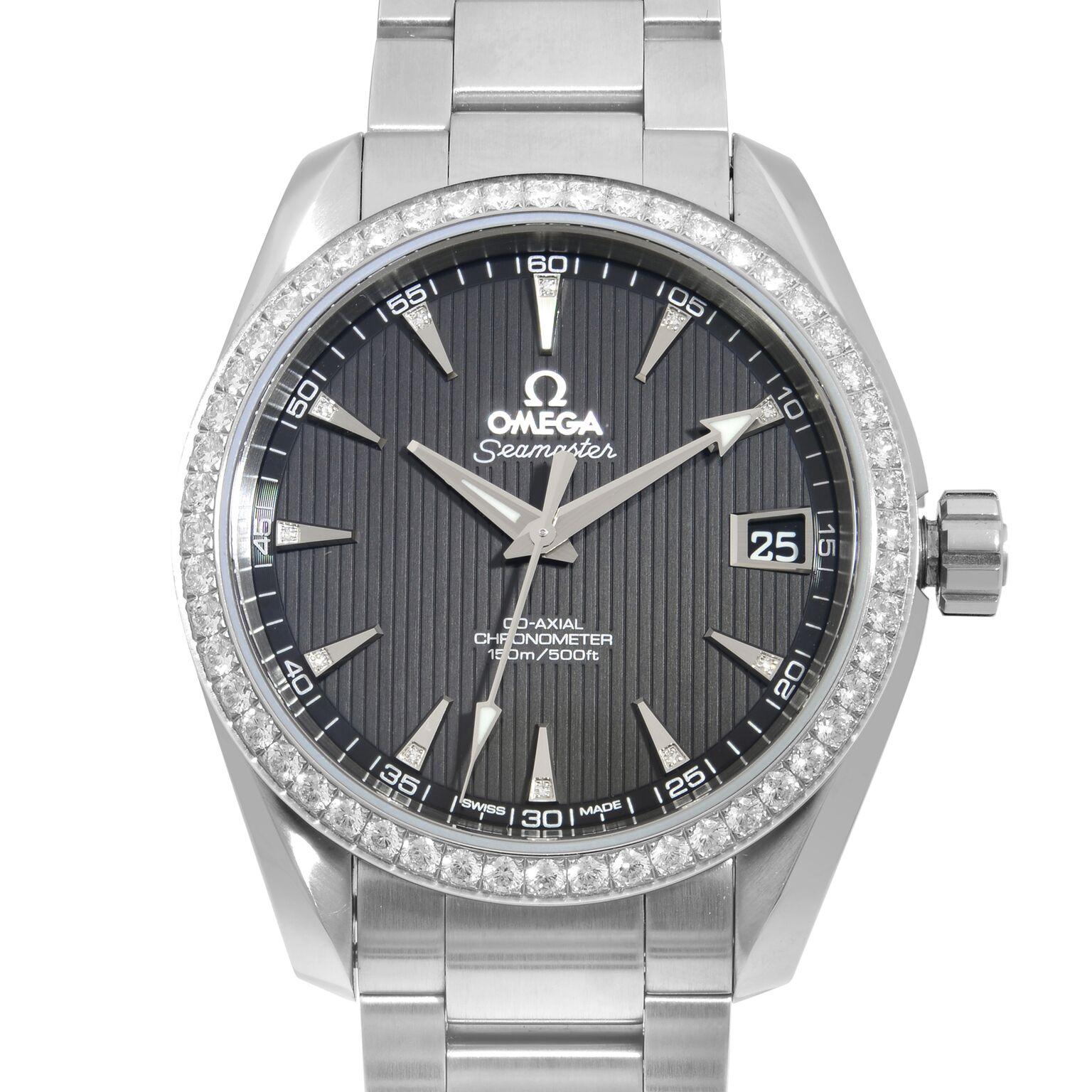 This brand new Omega Seamaster 231.15.39.21.51.001. This watch comes with the original box and papers. 

Movement Type	Mechanical (Automatic)
Movement Caliber	Omega Calibre 8500
Complications	Date Indicator, Diamonds
Gender	Unisex
Case