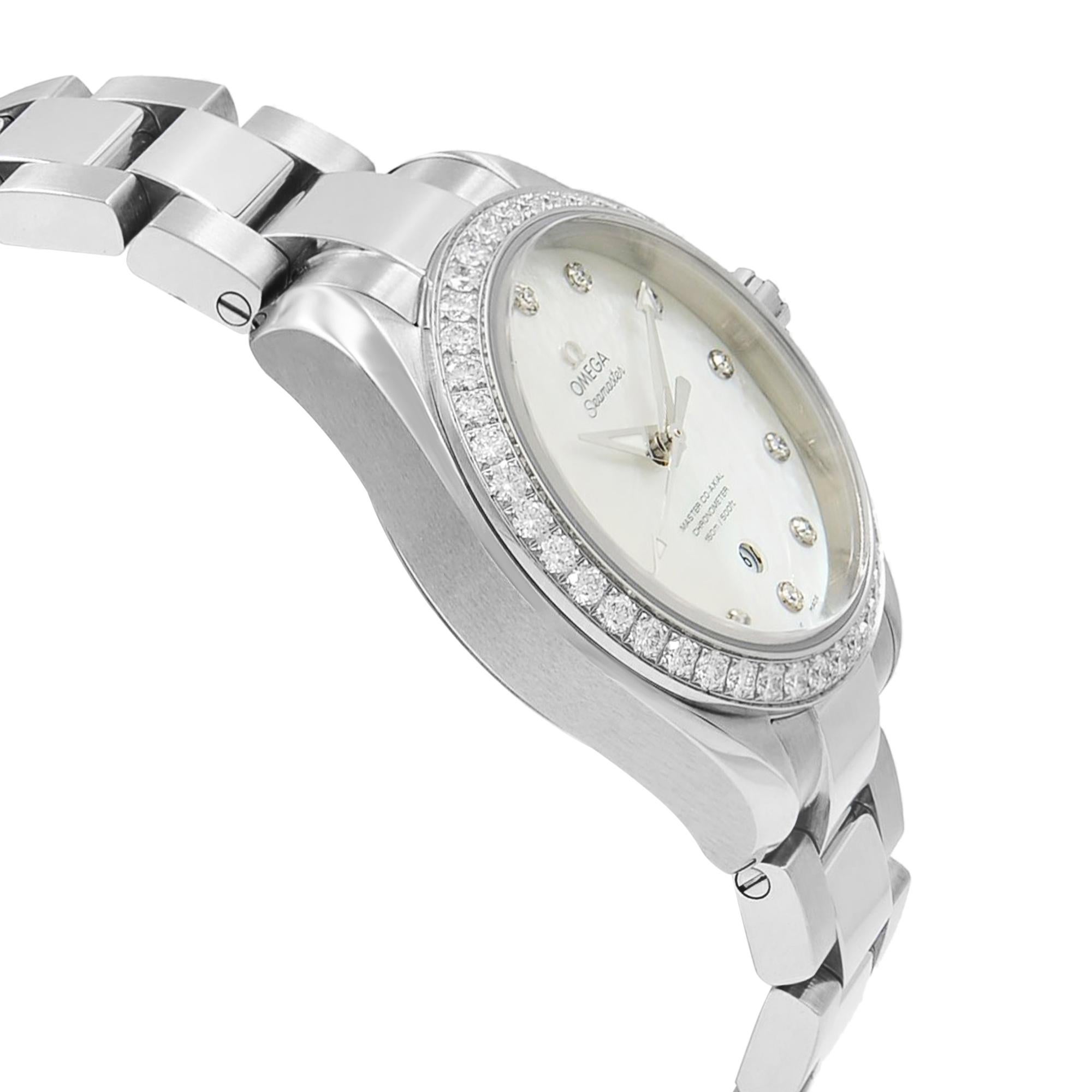 Women's Omega Seamaster Aqua Terra Steel Diamond MOP Ladies Watch 231.15.34.20.55.002