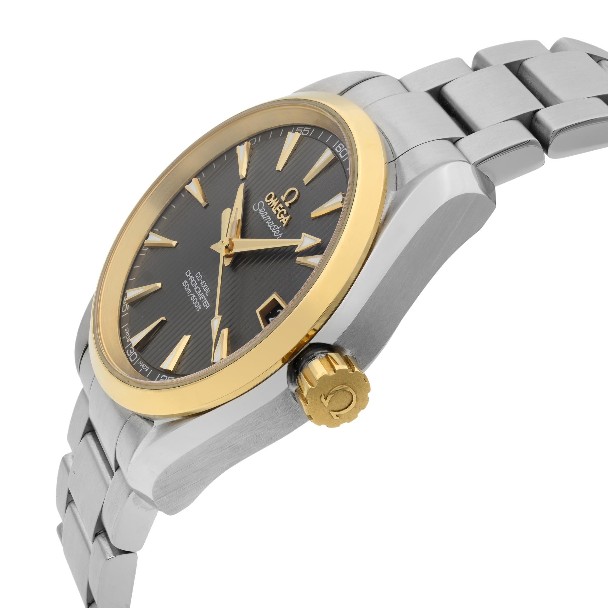 Omega Seamaster Aqua Terra Steel Gold Grey Dial Men's Watch 231.20.39.21.06.004 In New Condition In New York, NY