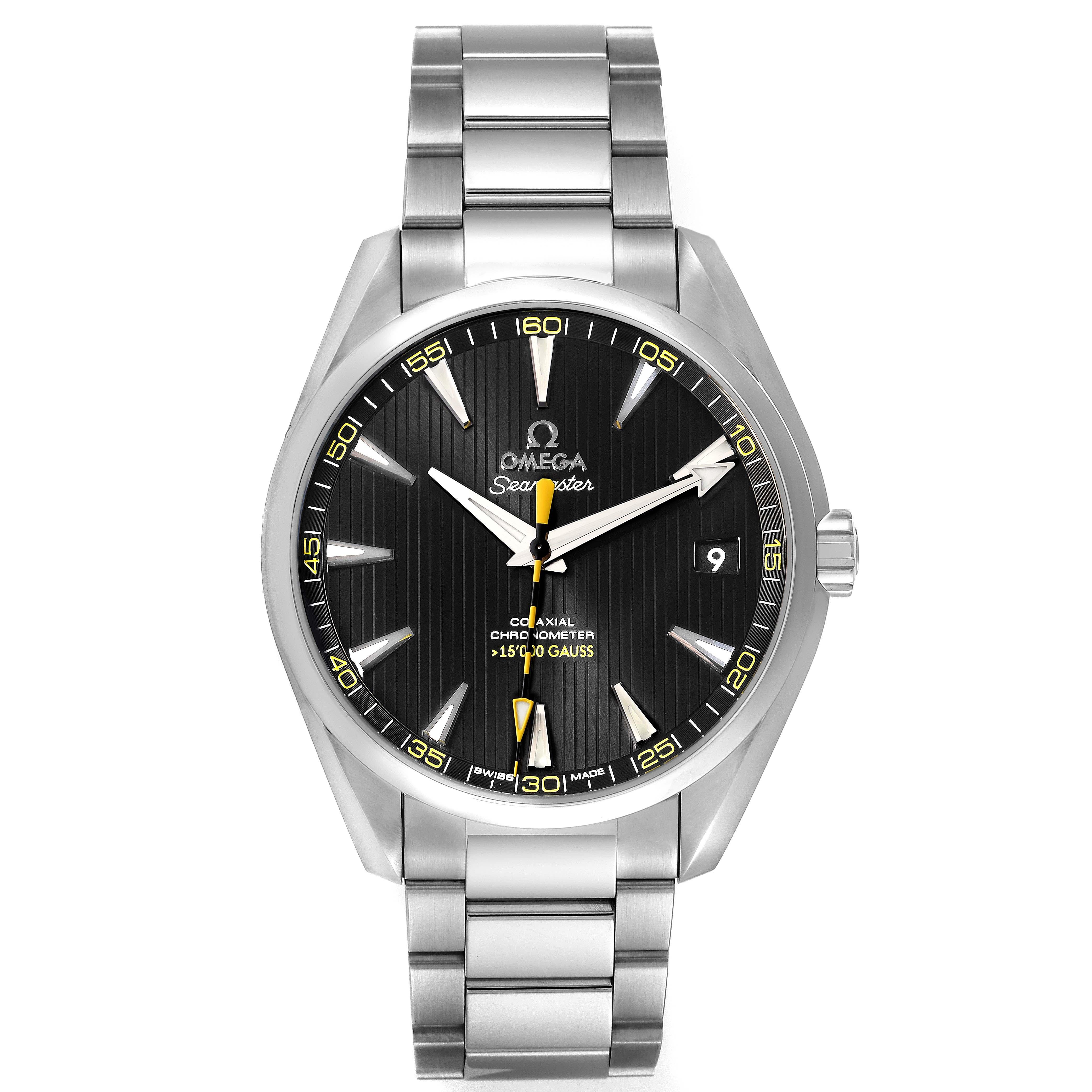 Omega Seamaster Aqua Terra Steel Mens Watch 231.10.42.21.01.002 Box Card. Automatic self-winding movement with anti-magnetic Co-Axial Escapement. Caliber 8508. Free sprung-balance, 2 barrels mounted in series, automatic winding in both directions.