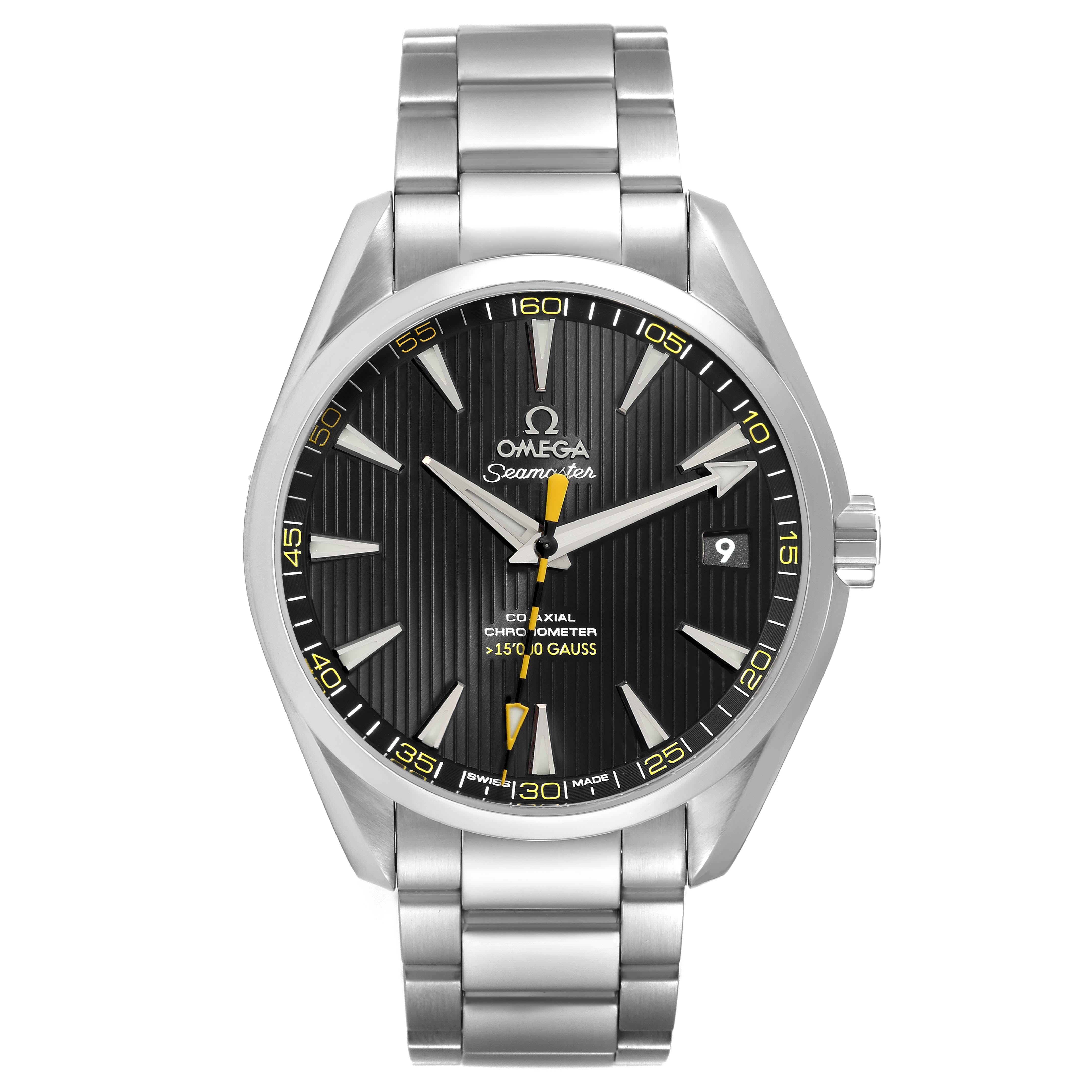 Omega Seamaster Aqua Terra Steel Mens Watch 231.10.42.21.01.002. Automatic self-winding movement with anti-magnetic Co-Axial Escapement. Caliber 8508. Free sprung-balance, 2 barrels mounted in series, automatic winding in both directions. Blackened