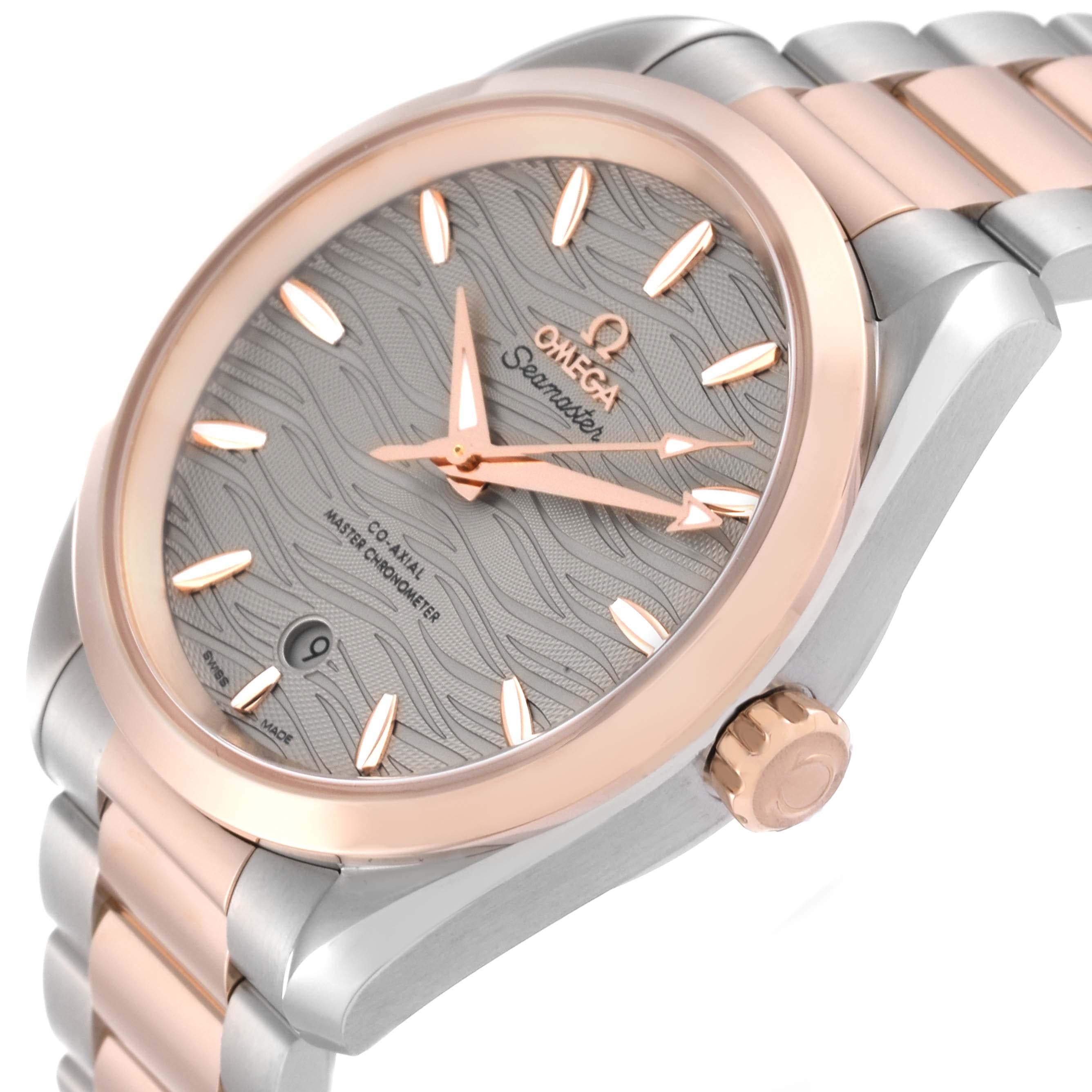 Omega Seamaster Aqua Terra Steel Rose Gold Watch 220.20.38.20.06.001 Box Card In Excellent Condition For Sale In Atlanta, GA