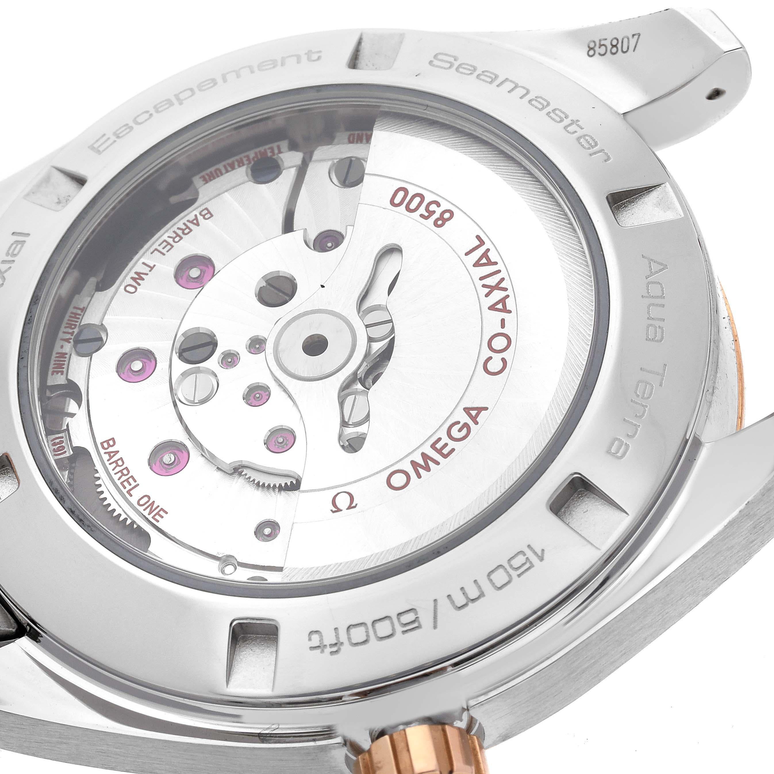 Omega Seamaster Aqua Terra Steel Rose Gold Watch 231.20.42.21.06.001 Box Card In Excellent Condition In Atlanta, GA