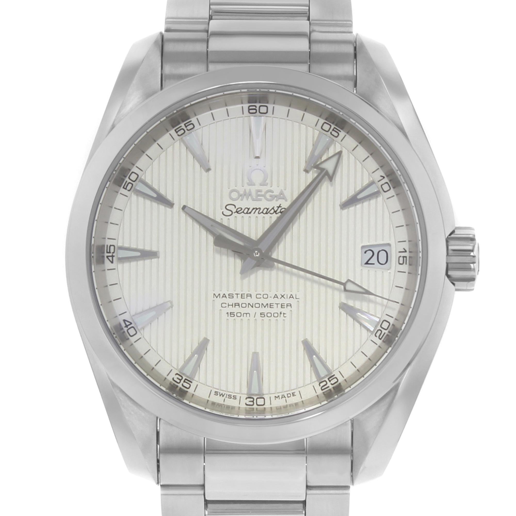 This brand new Omega Seamaster  231.10.39.21.02.002 is a beautiful men's timepiece that is powered by an automatic movement which is cased in a stainless steel case. It has a round shape face, date dial and has hand sticks style markers. It is