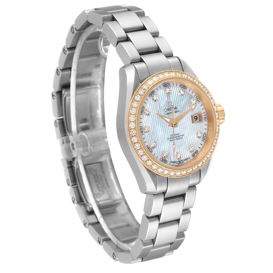 Omega Seamaster Aqua Terra Steel Yellow Gold Diamond Watch 231.25.30.20.55.004 In Excellent Condition For Sale In Atlanta, GA