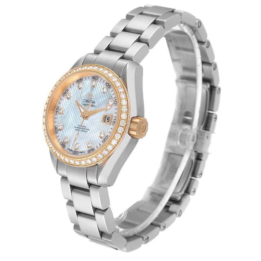 Women's Omega Seamaster Aqua Terra Steel Yellow Gold Diamond Watch 231.25.30.20.55.004 For Sale