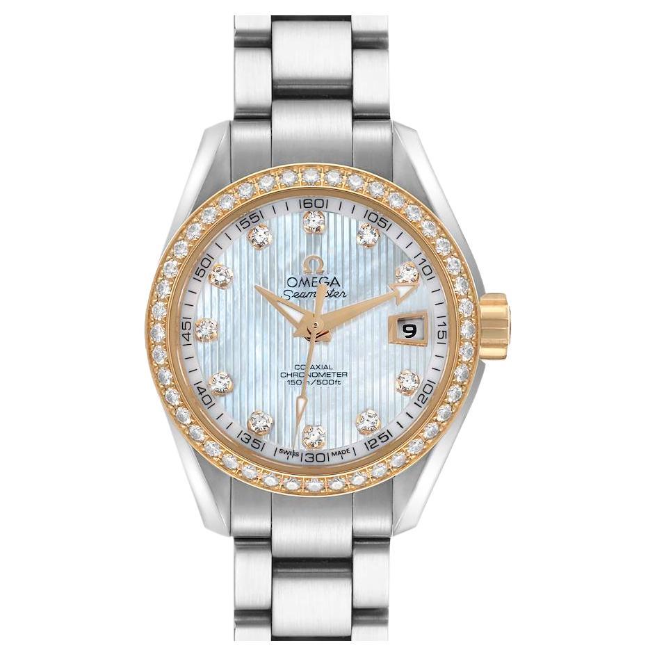 Omega Seamaster Aqua Terra Steel Yellow Gold Diamond Watch 231.25.30.20.55.004 For Sale