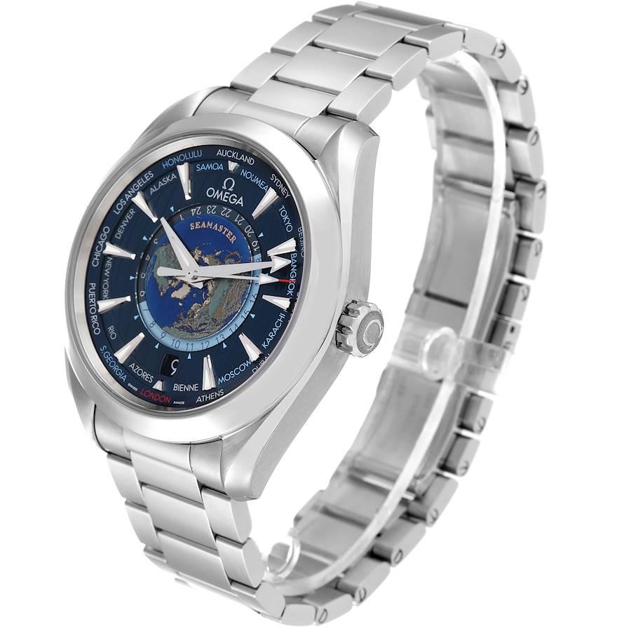 Uomo Omega Seamaster Aqua Terra Worldtimer GMT Orologio 220.10.43.22.03.001 Scheda Box