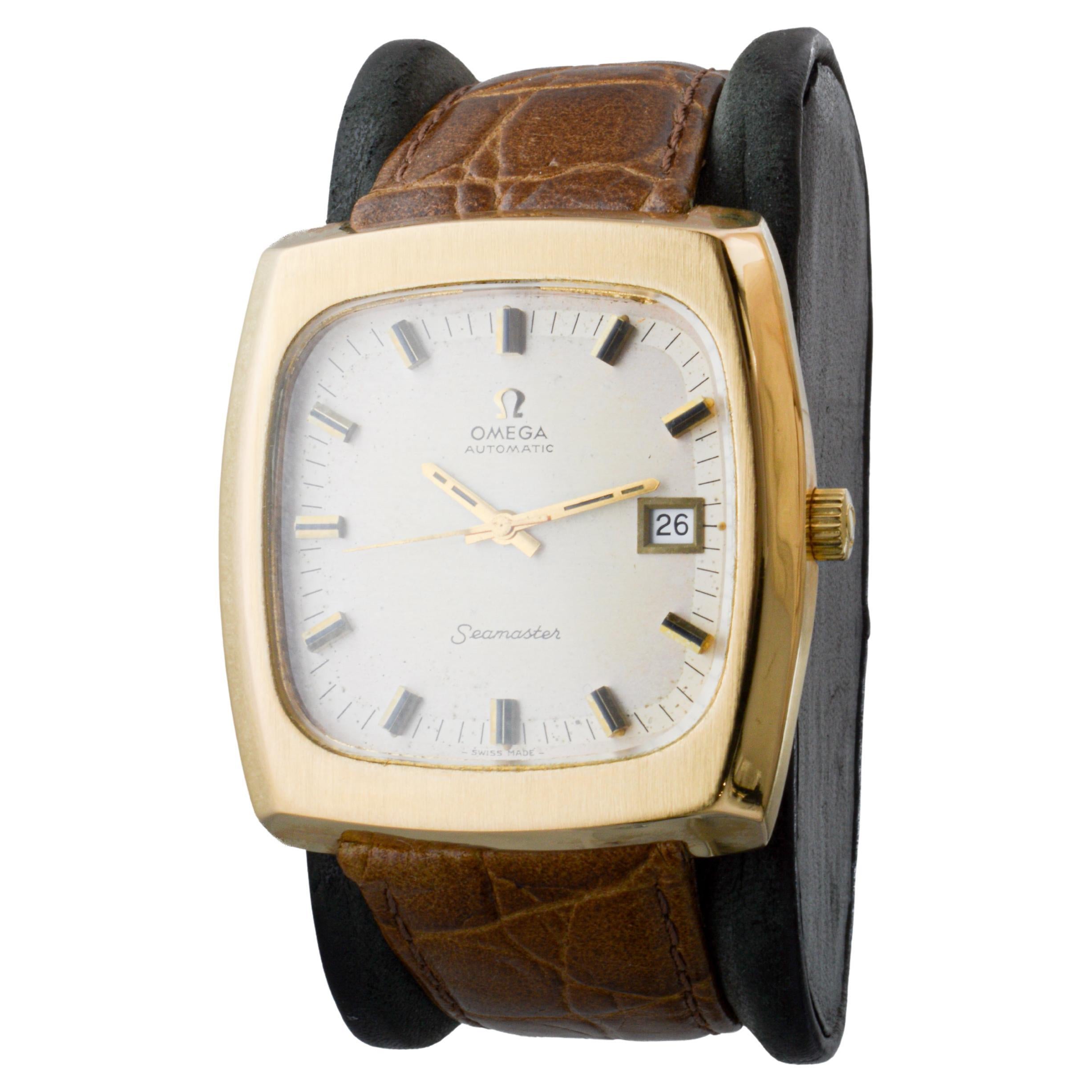 Omega Seamaster Automatic Gold Filled Modernist Bracelet Watch from 1970's For Sale 6