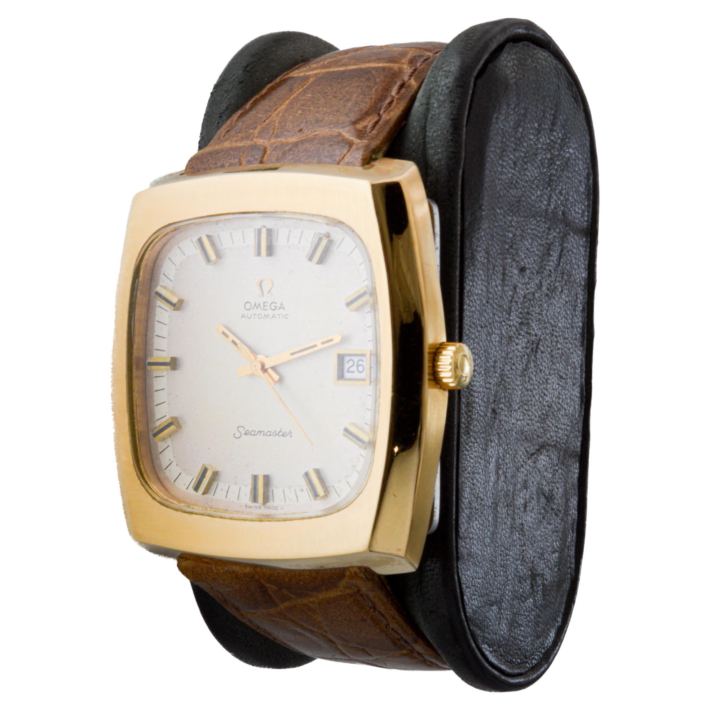 Omega Seamaster Automatic Gold Filled Modernist Bracelet Watch from 1970's For Sale 7