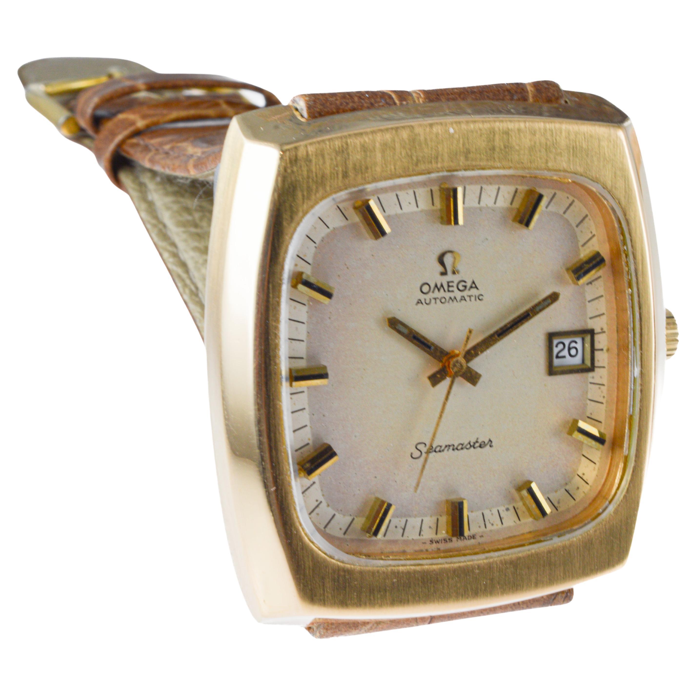 Omega Seamaster Automatic Gold Filled Modernist Bracelet Watch from 1970's For Sale 9