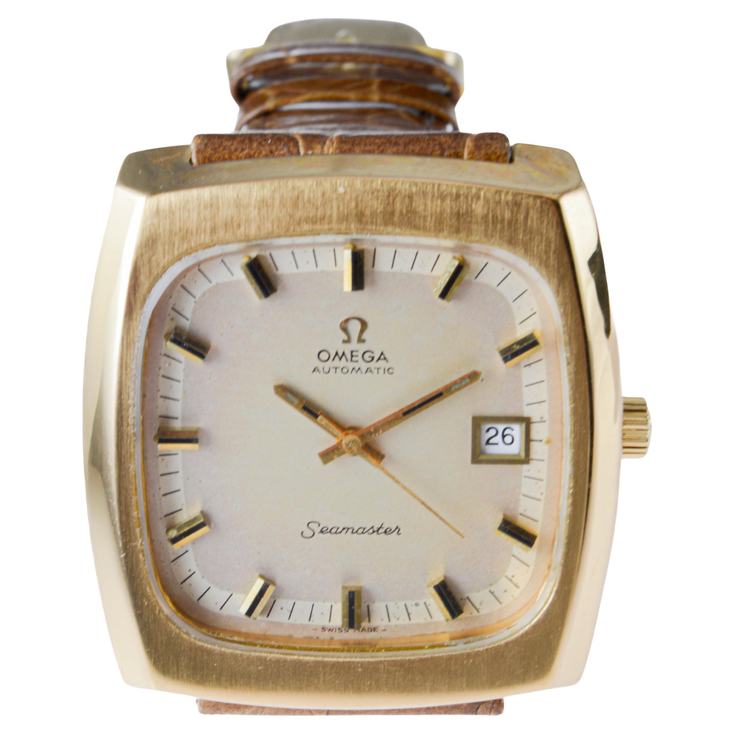 Omega Seamaster Automatic Gold Filled Modernist Bracelet Watch from 1970's For Sale 10