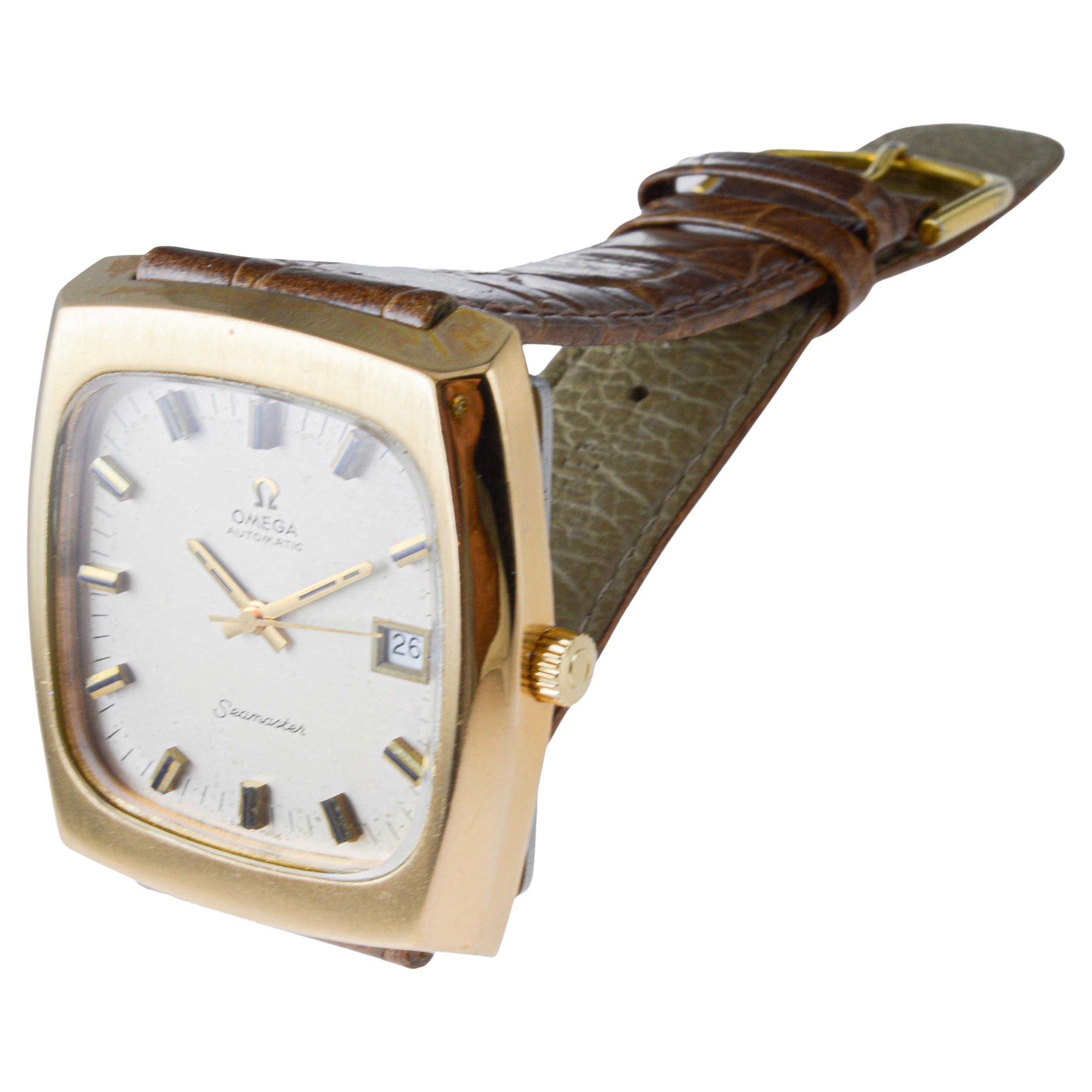 Omega Seamaster Automatic Gold Filled Modernist Bracelet Watch from 1970's For Sale 11