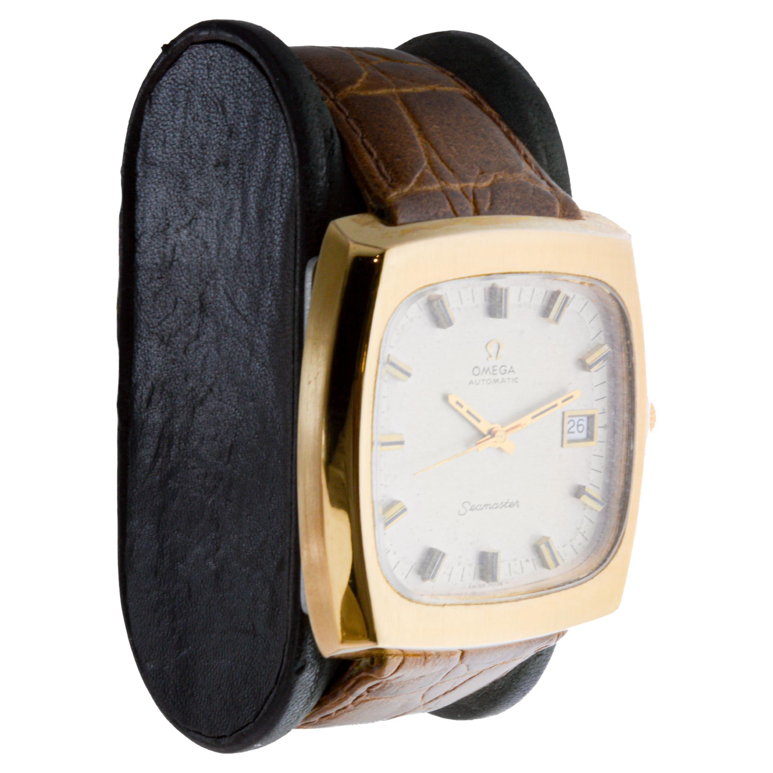 Omega Seamaster Automatic Gold Filled Modernist Bracelet Watch from 1970's For Sale 3