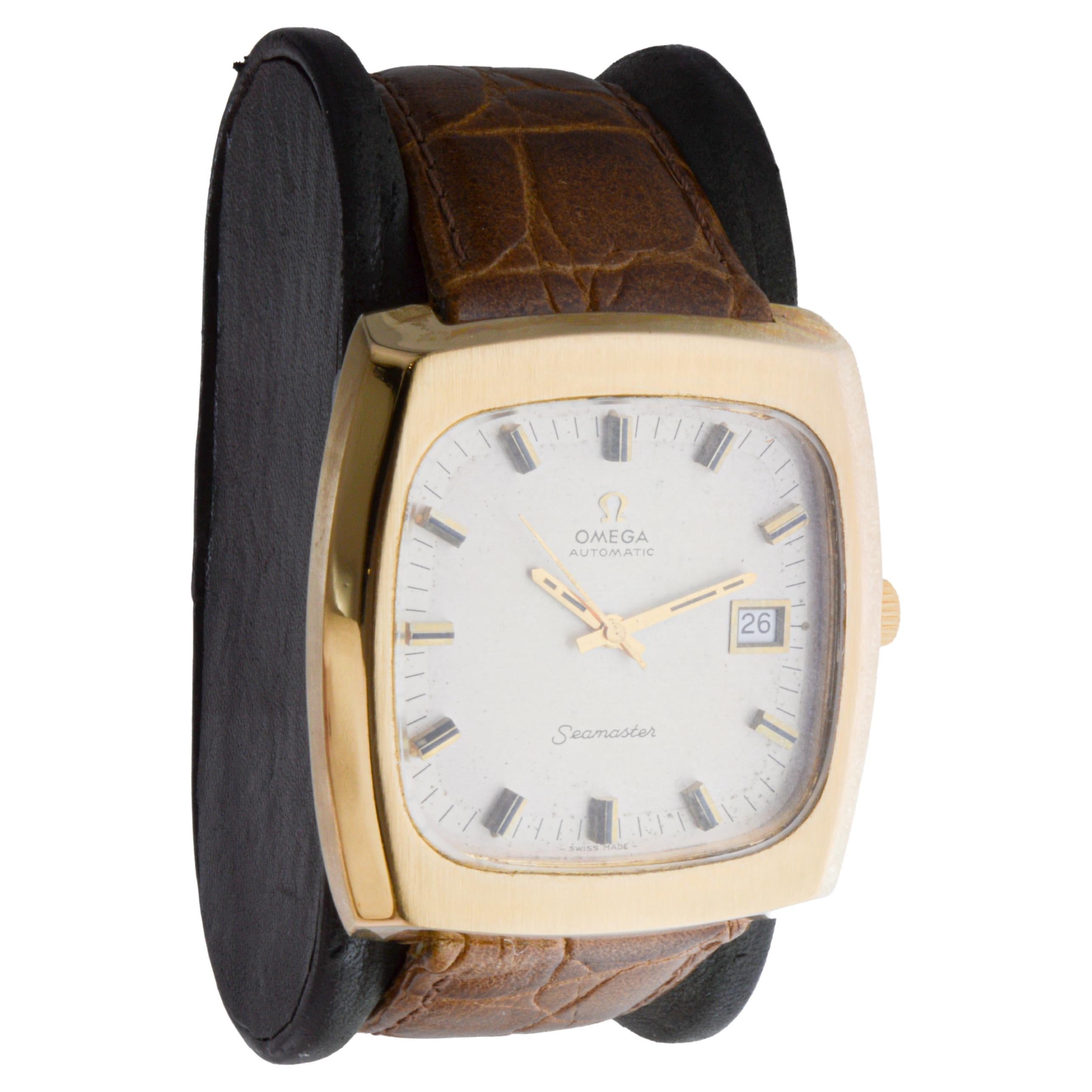 Omega Seamaster Automatic Gold Filled Modernist Bracelet Watch from 1970's For Sale 4