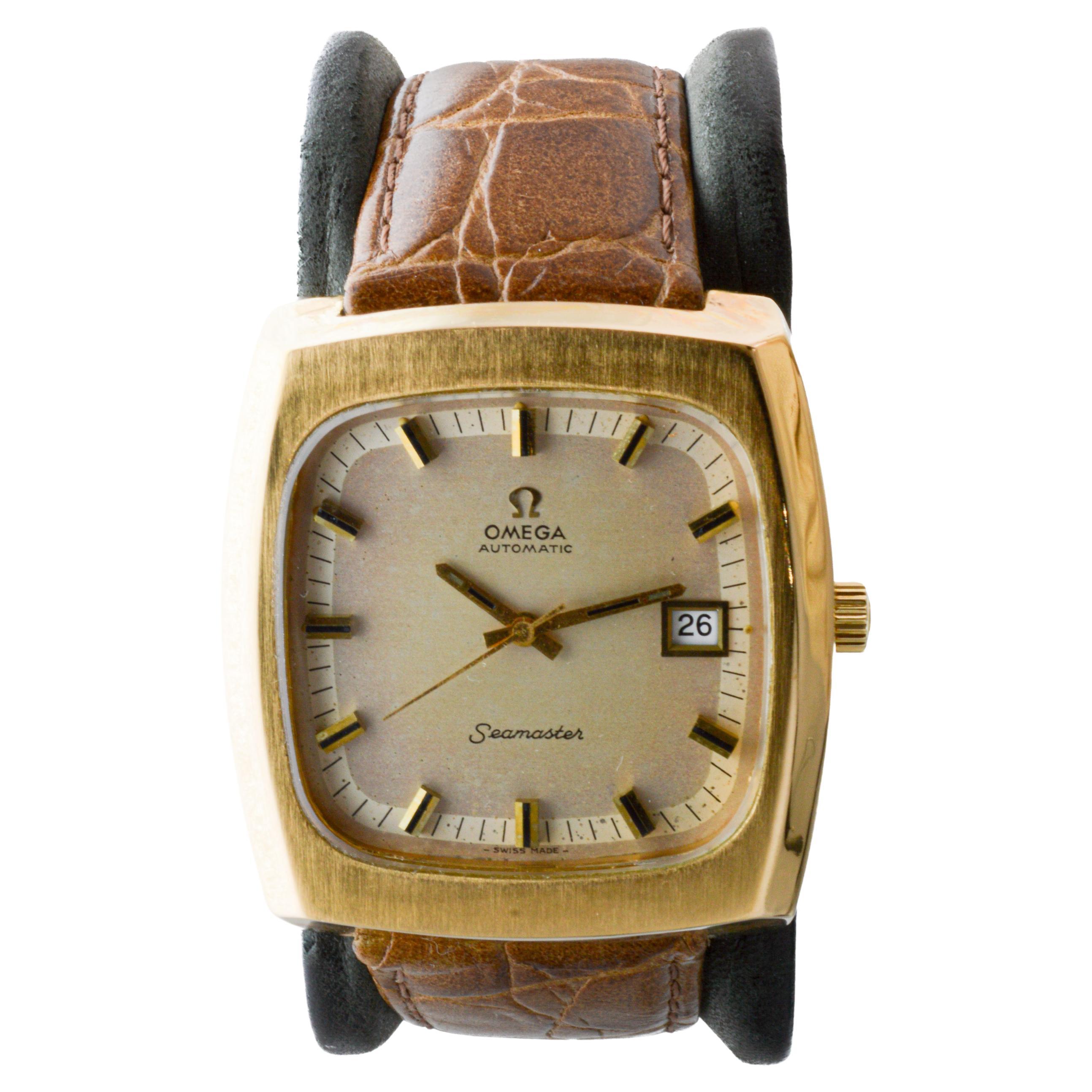 Omega Seamaster Automatic Gold Filled Modernist Bracelet Watch from 1970's For Sale 5