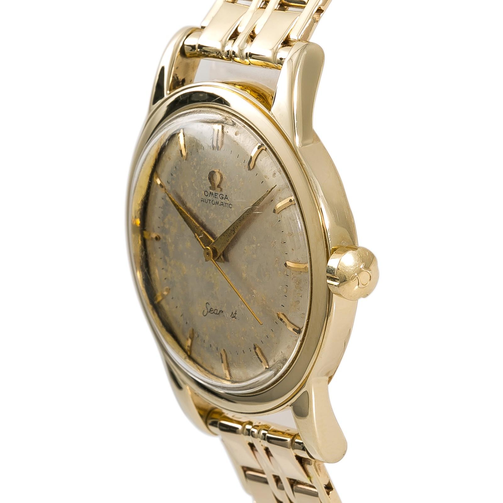 Contemporary Omega Seamaster Automatic Men’s Vintage Watch 14 Karat Yellow Gold 74 Grams