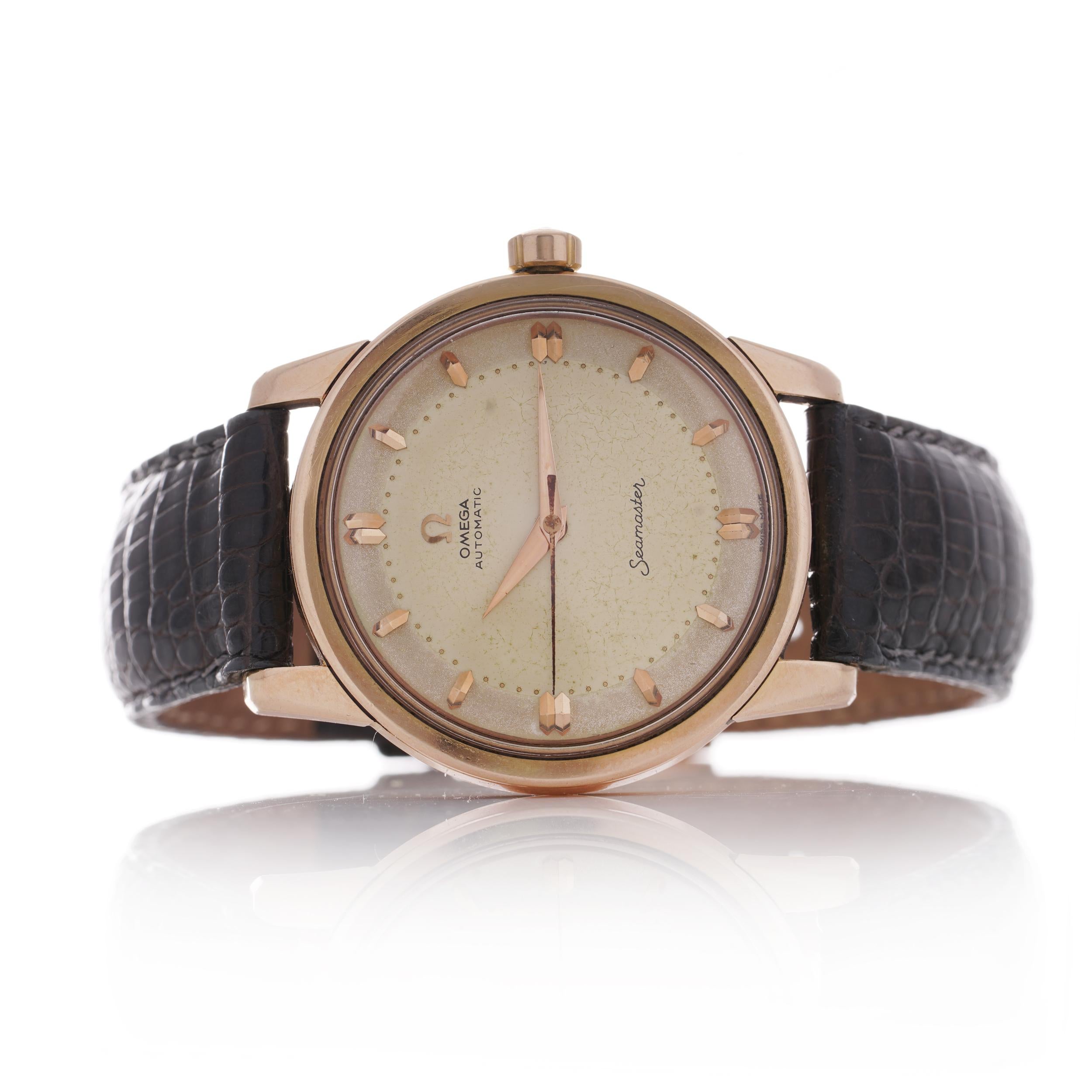 Montre-bracelet pour homme Omega Seamaster Automatic Vintage Cal. 501 en or rose 18kt. en vente 8