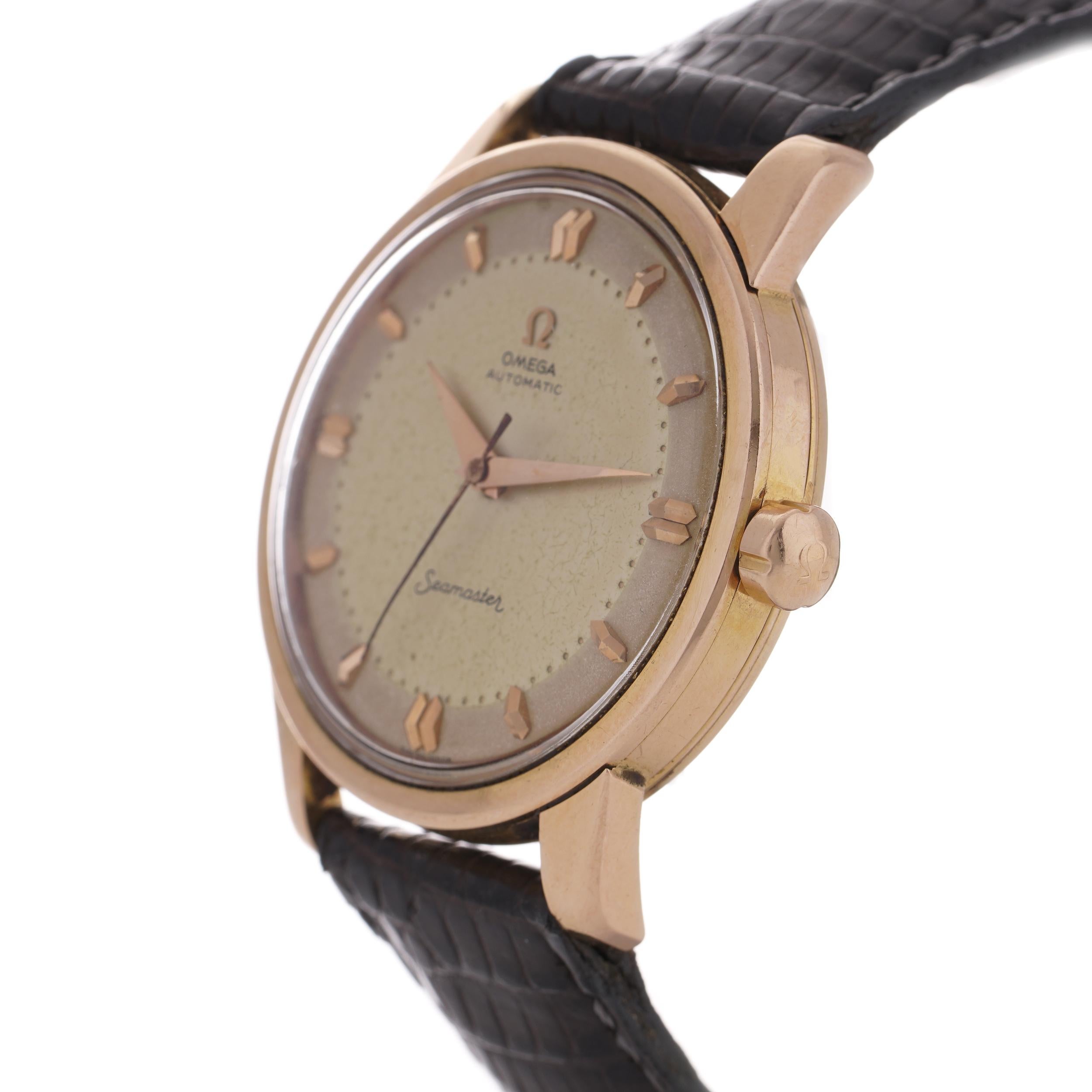 Omega Seamaster Automatic Vintage 18kt. pink gold Cal.501 men's wristwatch In Good Condition For Sale In Braintree, GB