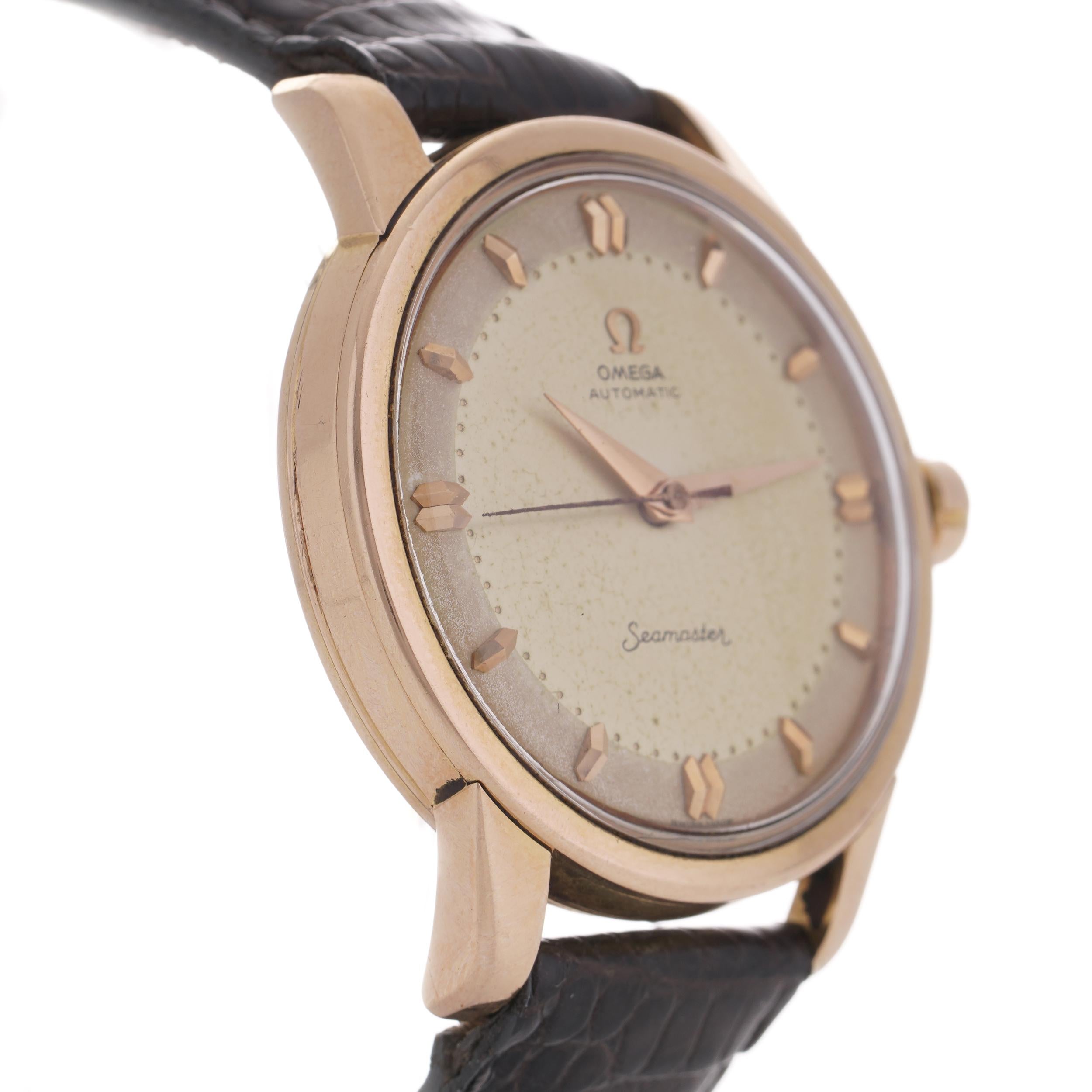 Men's Omega Seamaster Automatic Vintage 18kt. pink gold Cal.501 men's wristwatch For Sale