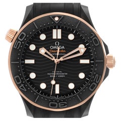 Omega Seamaster Black Ceramic Rose Gold Mens Watch 210.62.44.20.01.001 Box Card