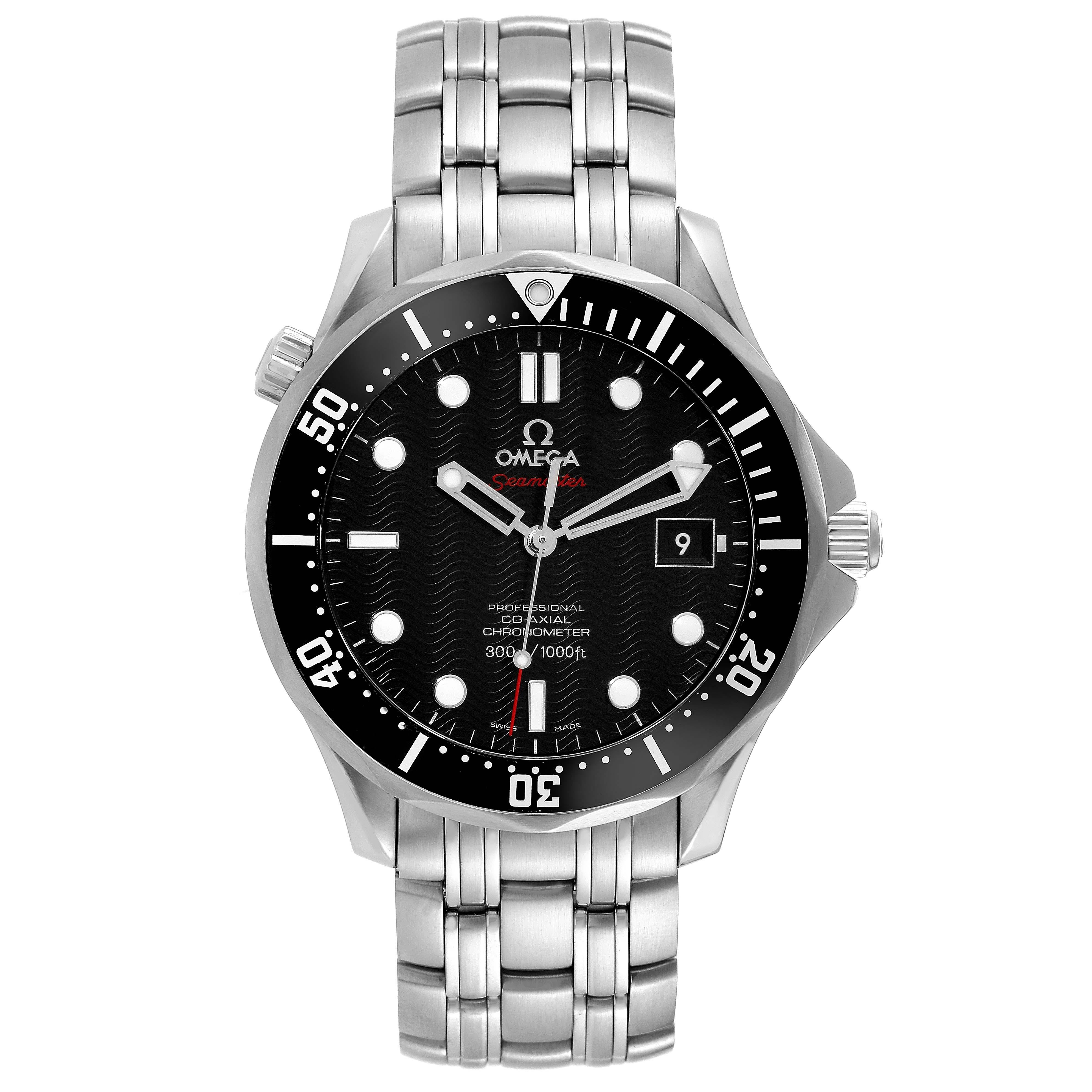 Omega Seamaster Black Dial Steel Mens Watch 212.30.41.20.01.002 Box Card For Sale 2