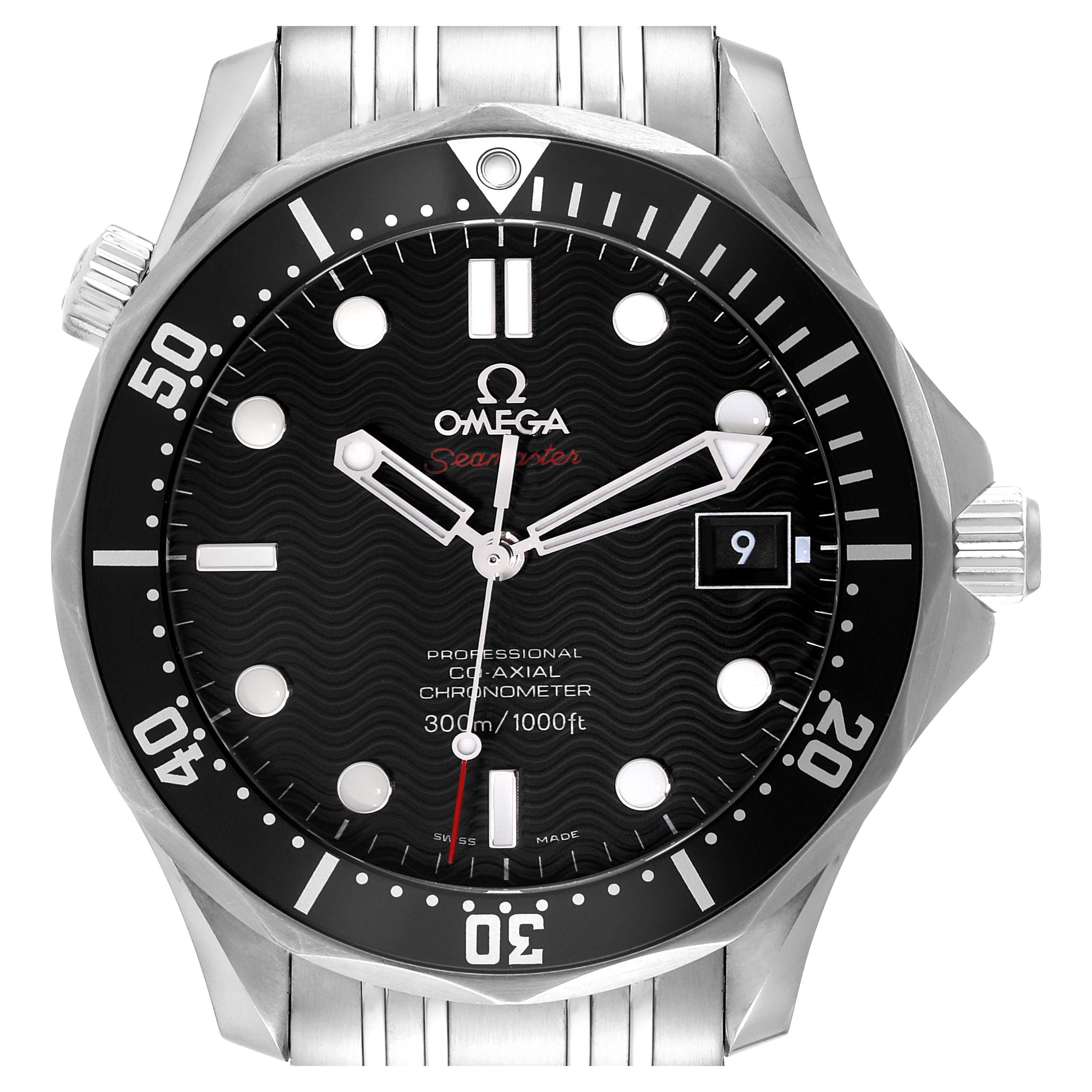 Omega Seamaster Black Dial Steel Mens Watch 212.30.41.20.01.002 Card For Sale