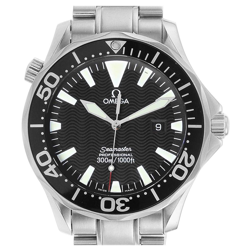 Omega Seamaster Black Dial Steel Men's Watch 2264.50.00 Card For Sale