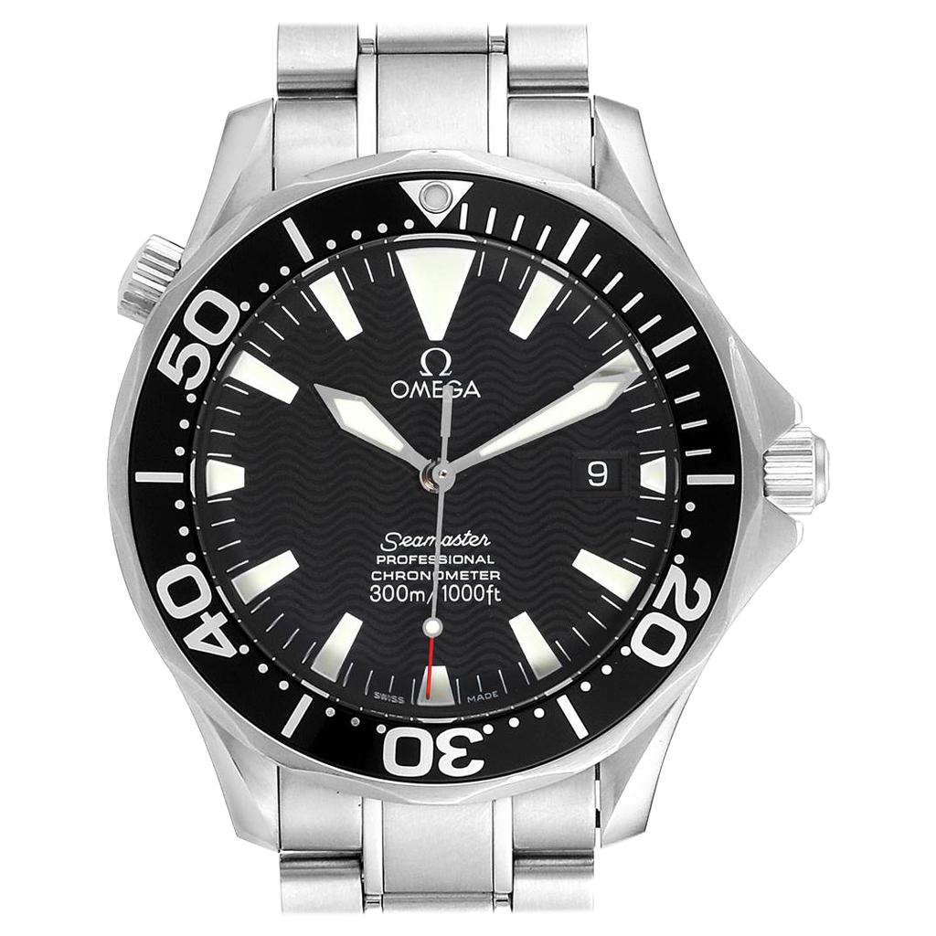 Omega Seamaster Black Wave Dial Steel Men's Watch 2254.50.00 For Sale