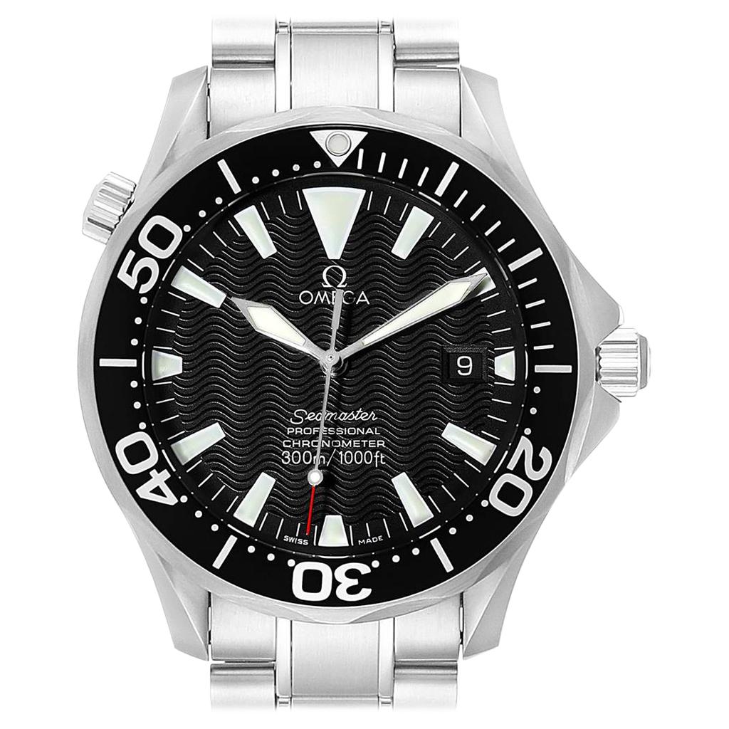 Omega Seamaster Black Wave Dial Steel Men's Watch 2254.50.00 For Sale