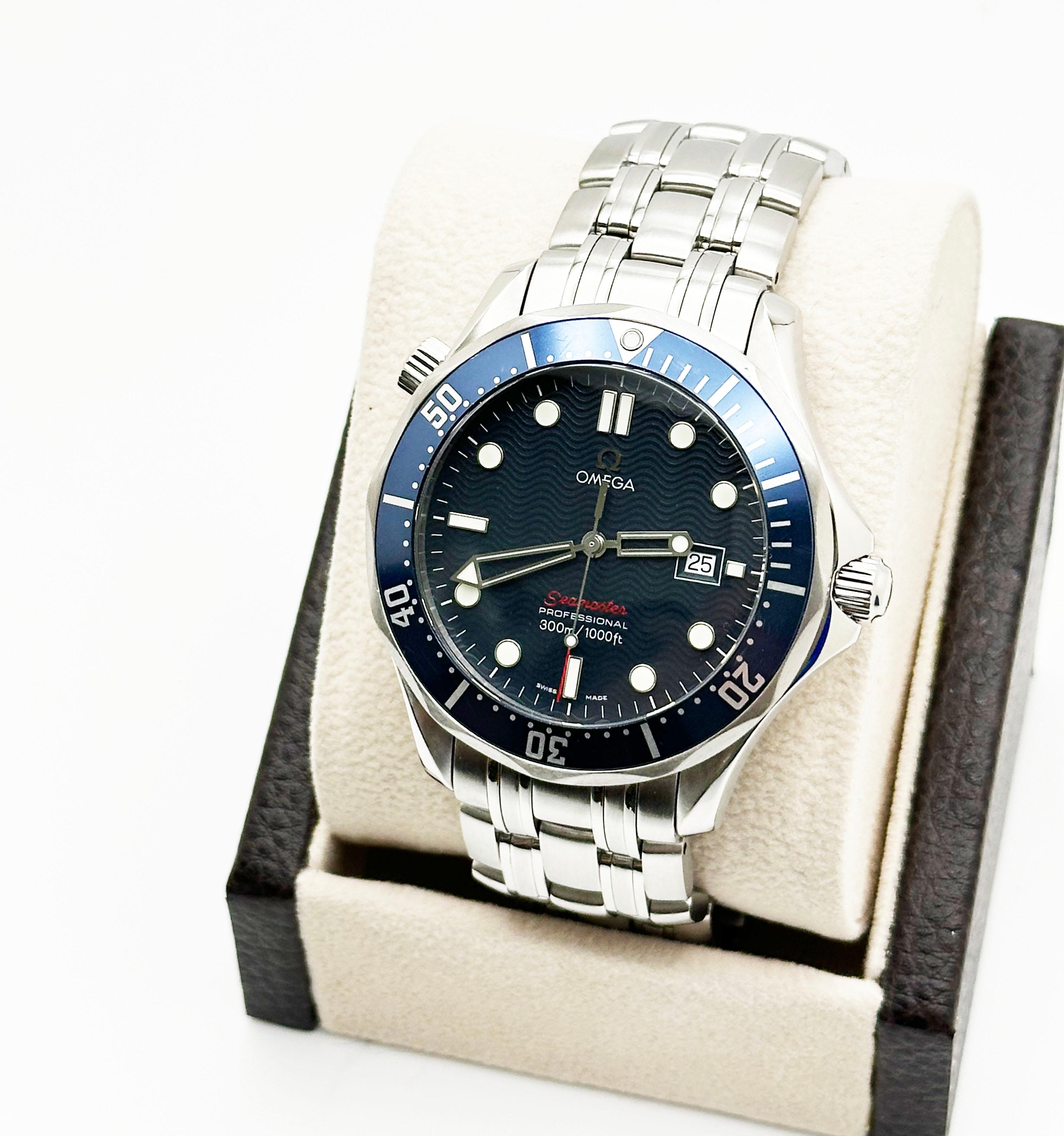 Men's Omega Seamaster Blue 2221.80.00 41mm Dial Stainless Steel Box Paper
