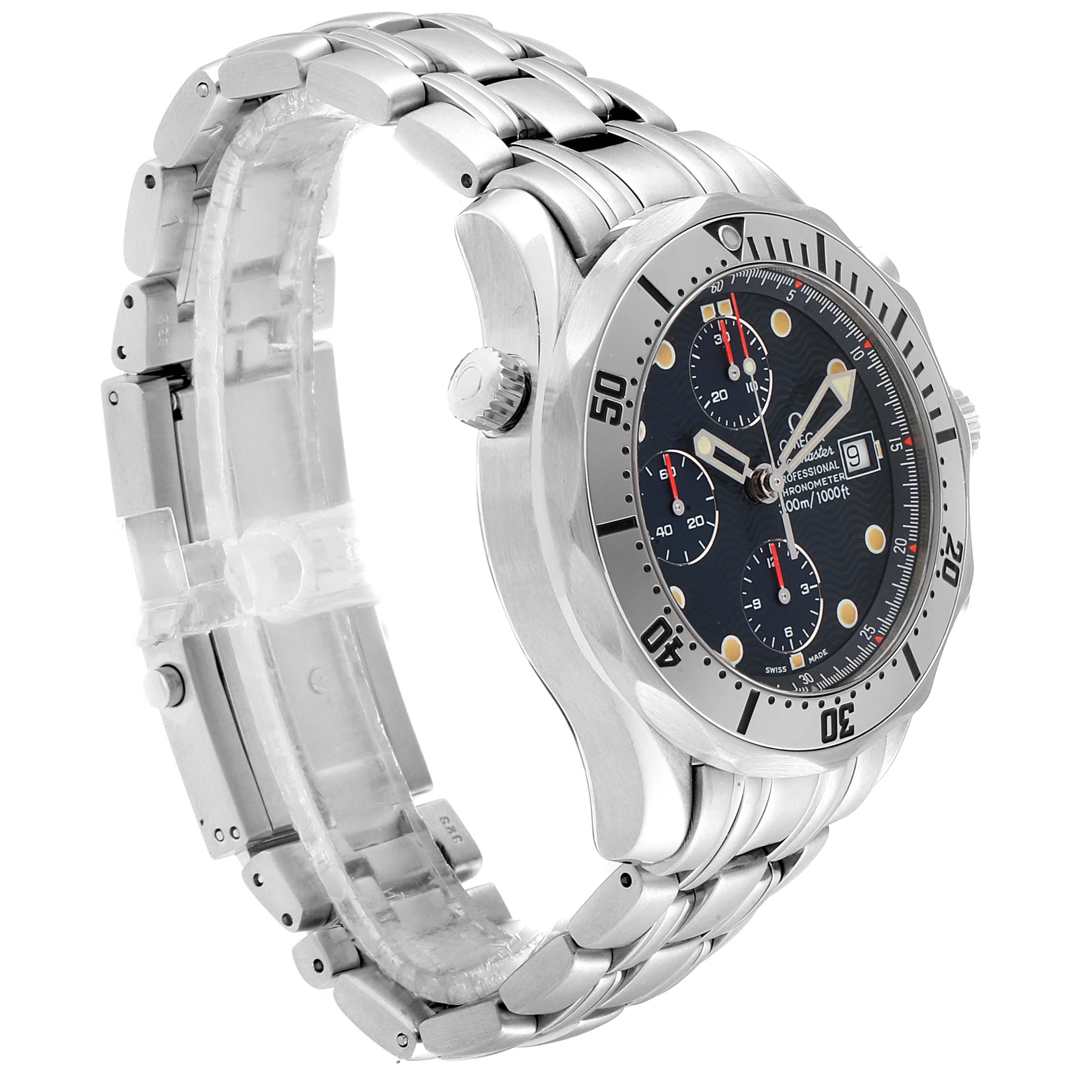 Omega Seamaster Blue Dial Chronograph Steel Men's Watch 2598.80.00 In Excellent Condition For Sale In Atlanta, GA