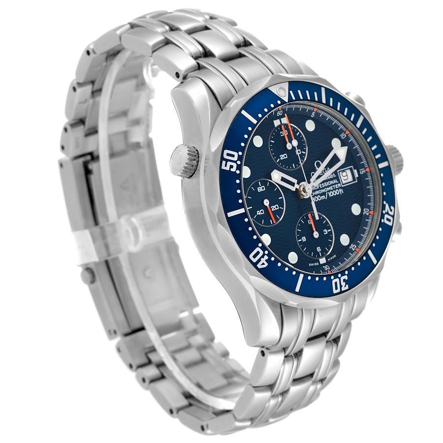 Omega Seamaster Stahl-Herrenuhr mit blauem Zifferblatt Chronograph 2599.80,00 Boxkarte im Zustand „Hervorragend“ in Atlanta, GA