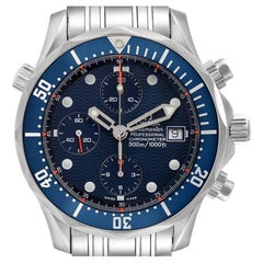 Omega Seamaster Blue Dial Chronograph Steel Mens Watch 2599.80.00 Box Card