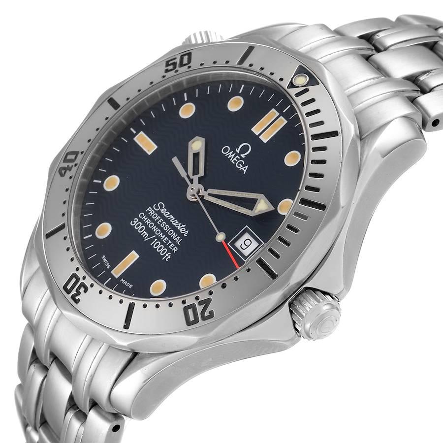 Omega Seamaster Blue Wave Dekor Zifferblatt Stahl 300m Uhr 2532.80.00 im Angebot 1