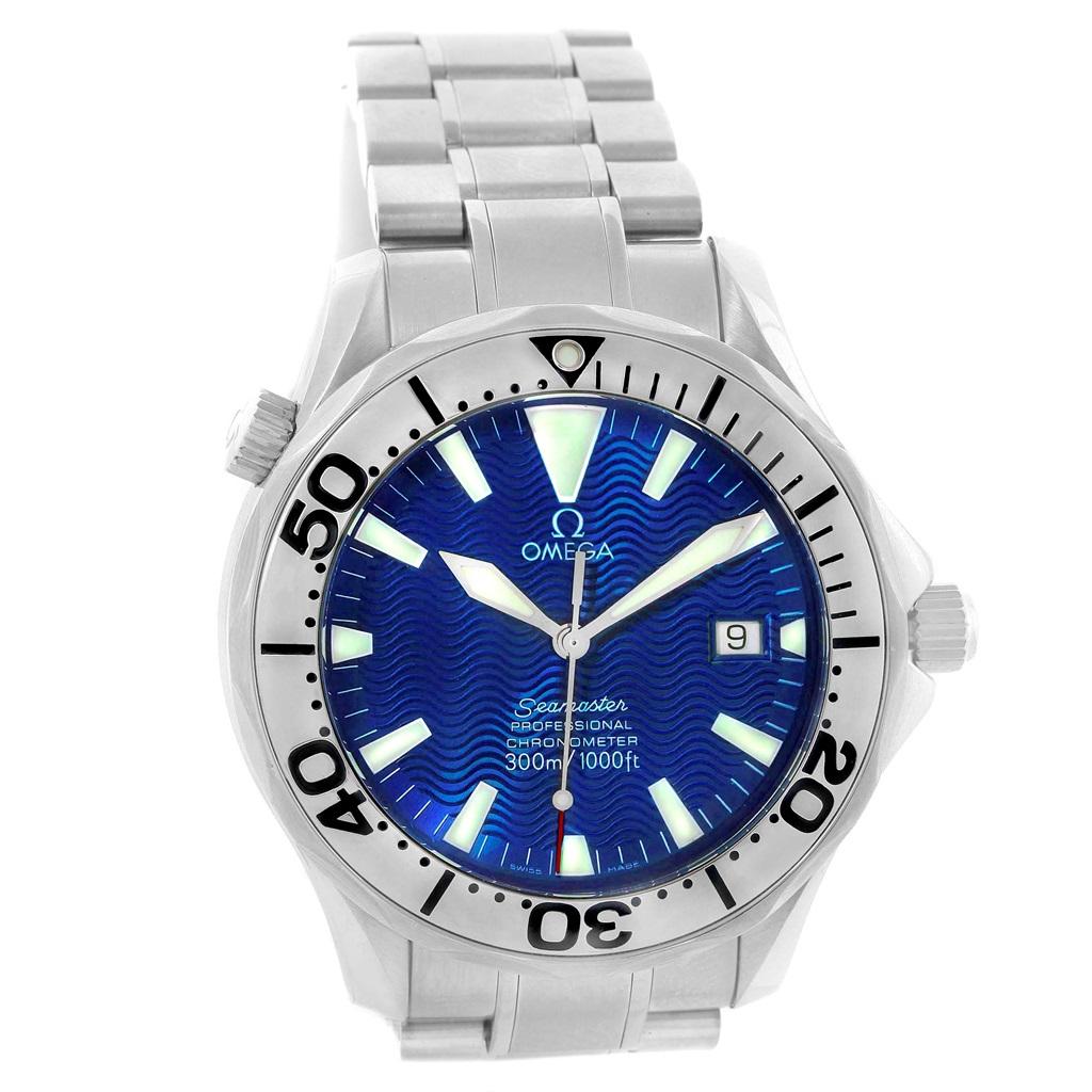 Omega Seamaster Blue Wave Dial Steel Men’s Watch 2255.80.00 Card For Sale 2