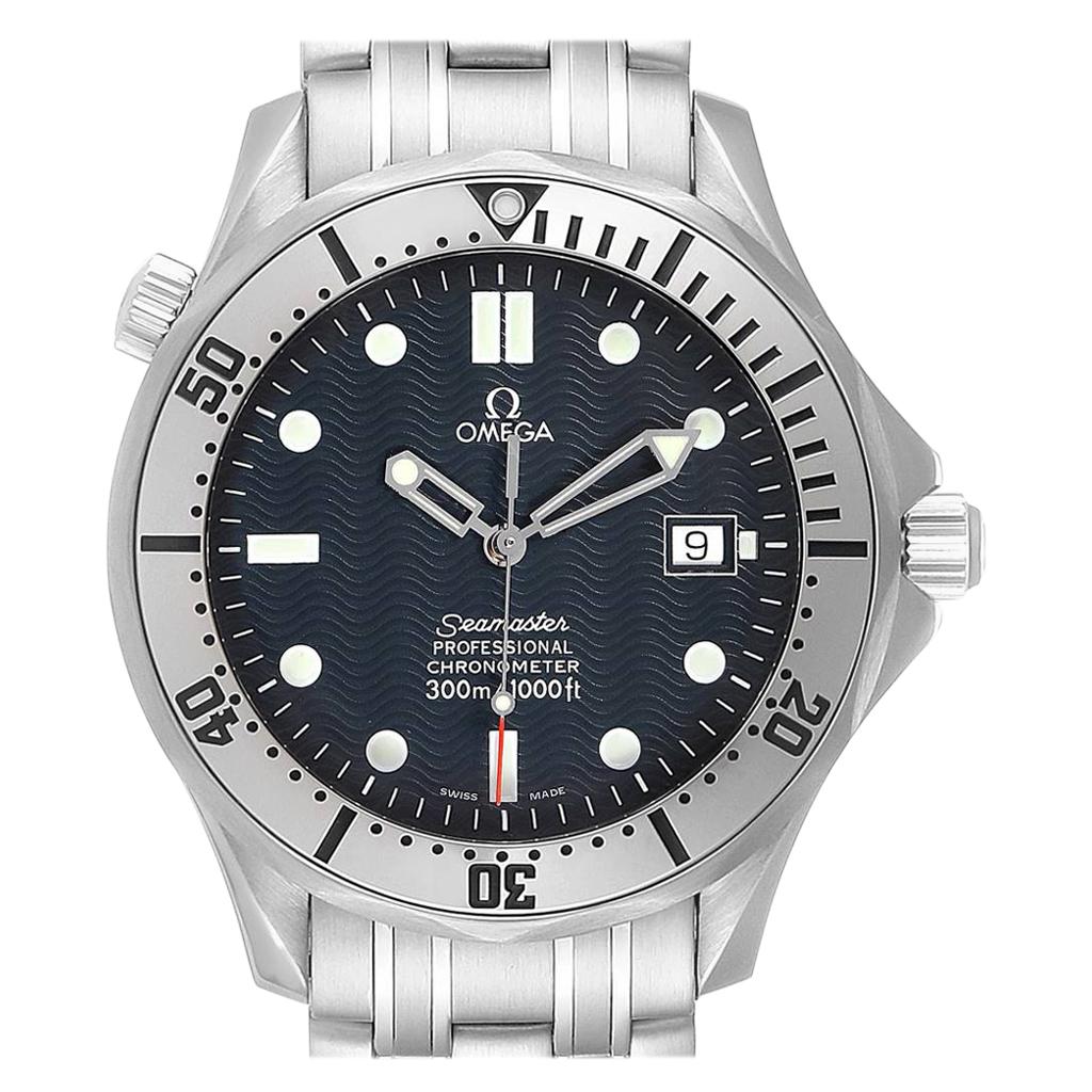 Omega Seamaster Blue Wave Dial Steel Men's Watch 2532.80.00 For Sale